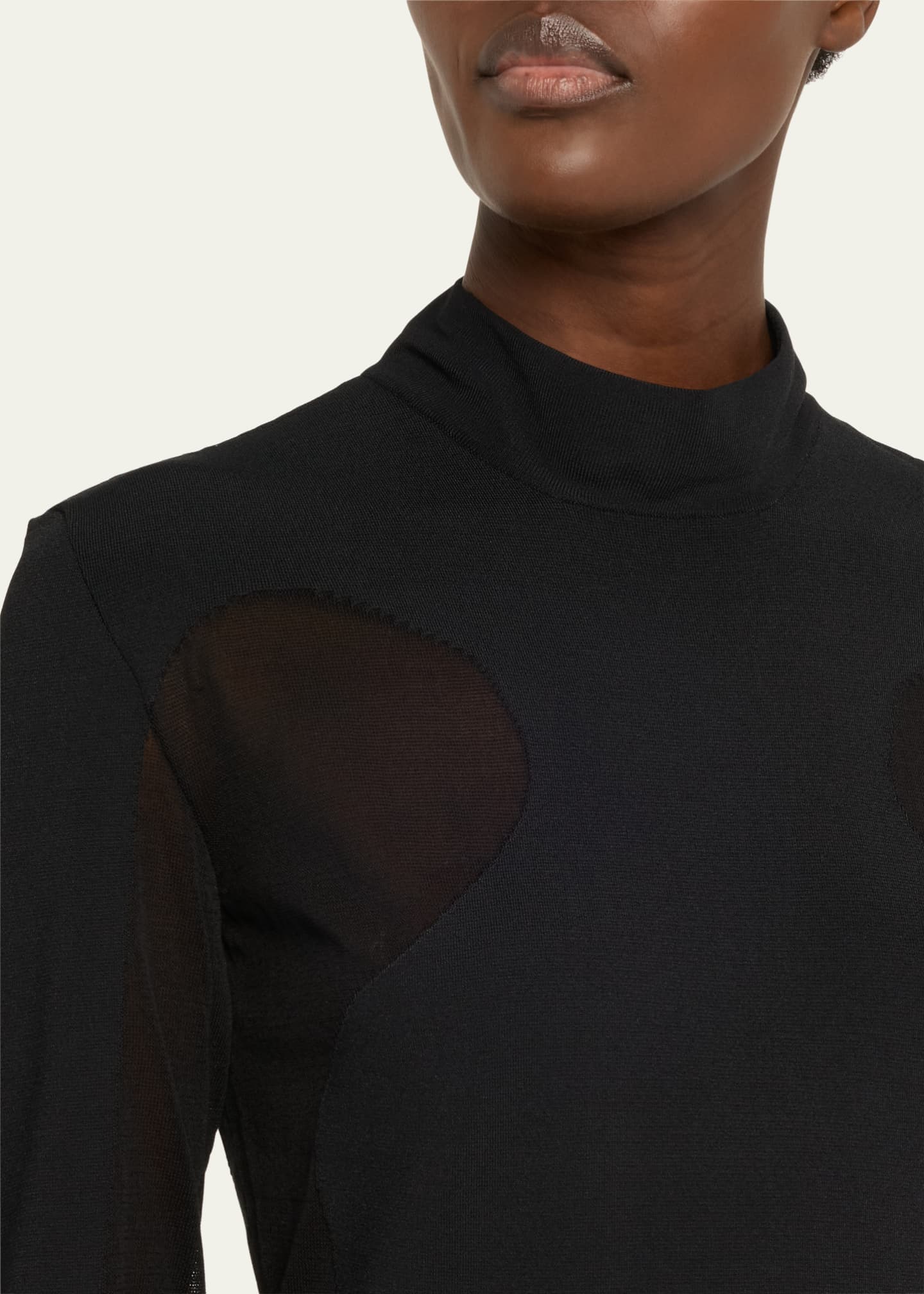 Stella McCartney Long Knit Miracle Body-Con Dress with Mesh Paneling Image 5 of 5