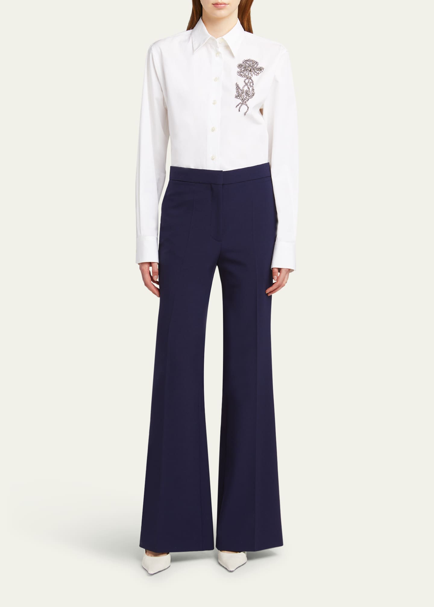 Stella McCartney Crystal Floral Embroidered Long-Sleeve