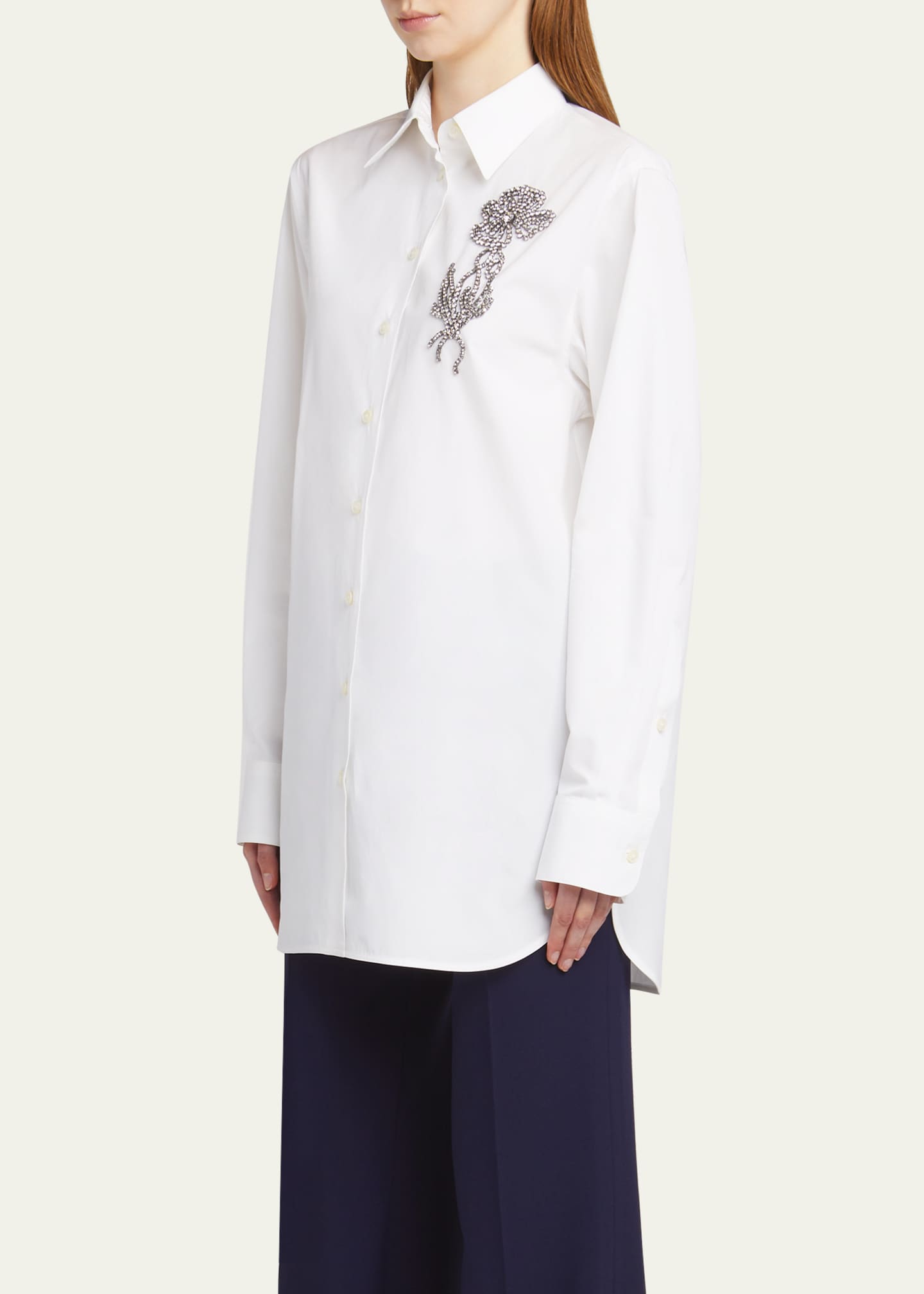 Stella McCartney Crystal Floral Embroidered Long-Sleeve