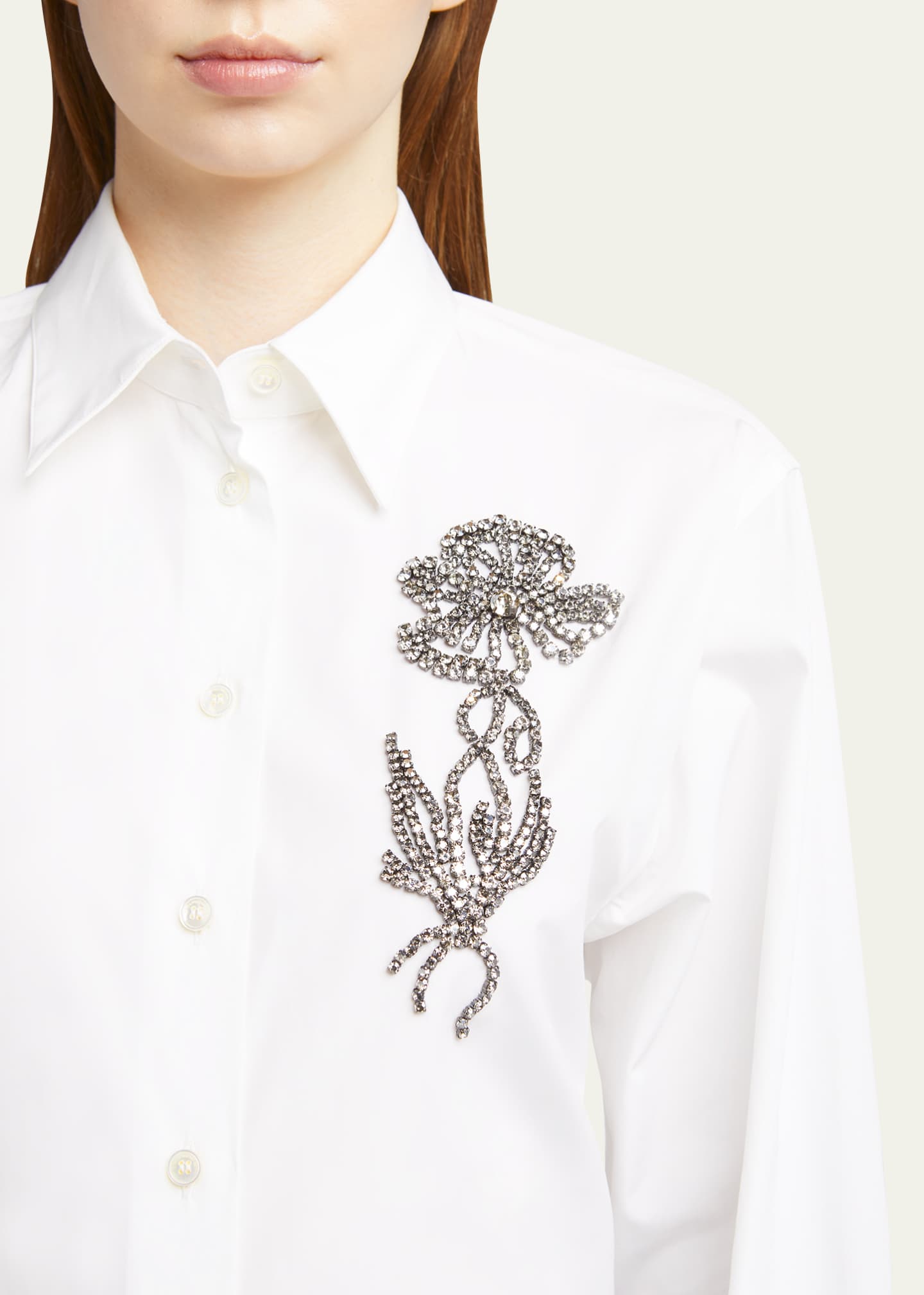 Stella McCartney Crystal Floral Embroidered Long-Sleeve