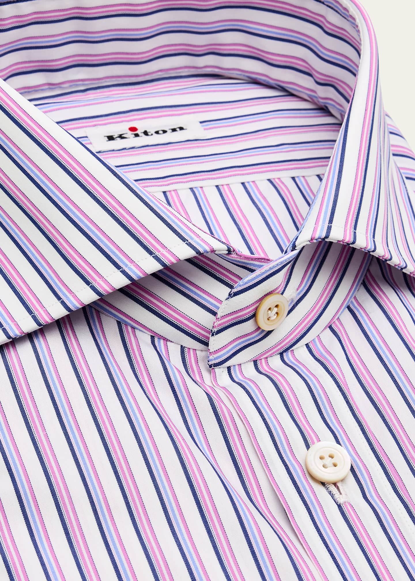 Kiton Men's Cotton Multi-Stripe Dress Shirt Image 2 of 2