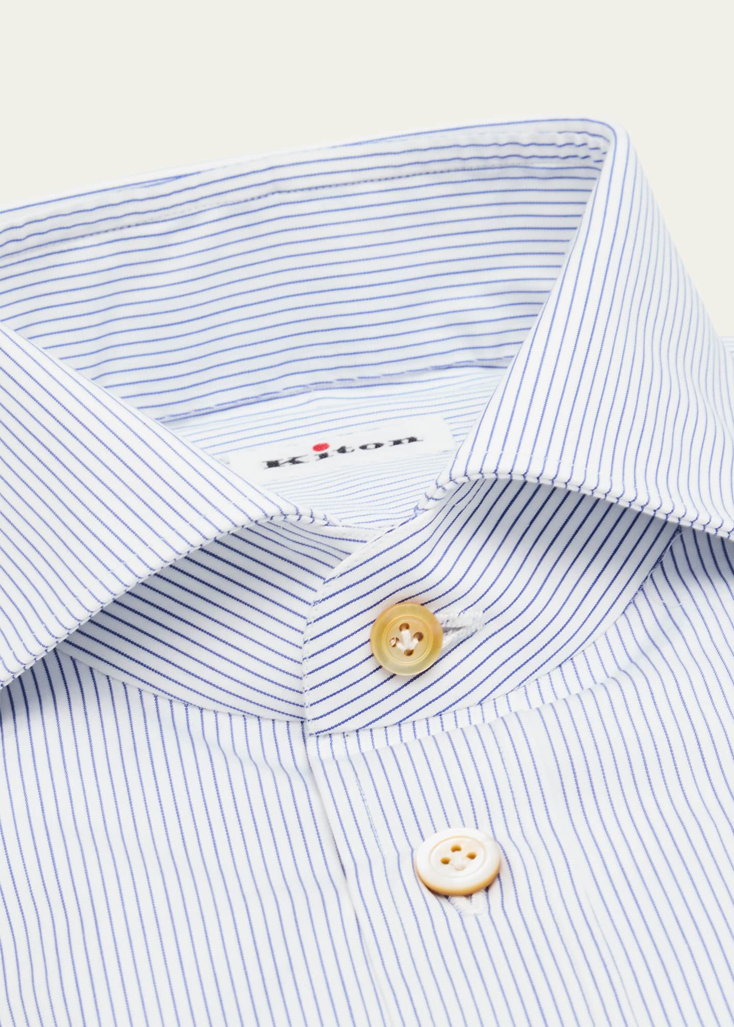 Kiton Men's Cotton Hairline Stripe Dress Shirt Image 2 of 2