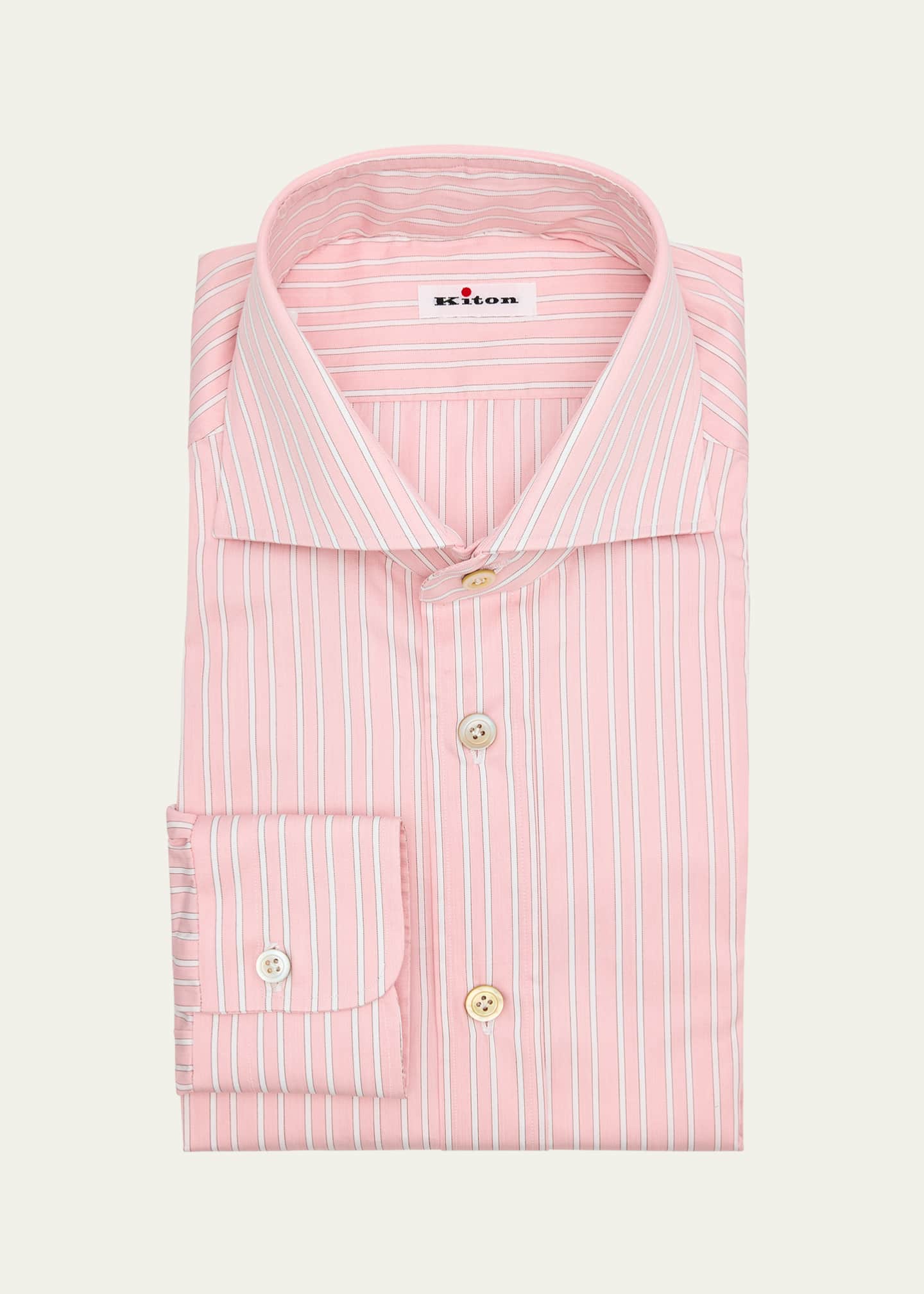 Kiton Men's Cotton Stripe Dress Shirt Image 1 of 2