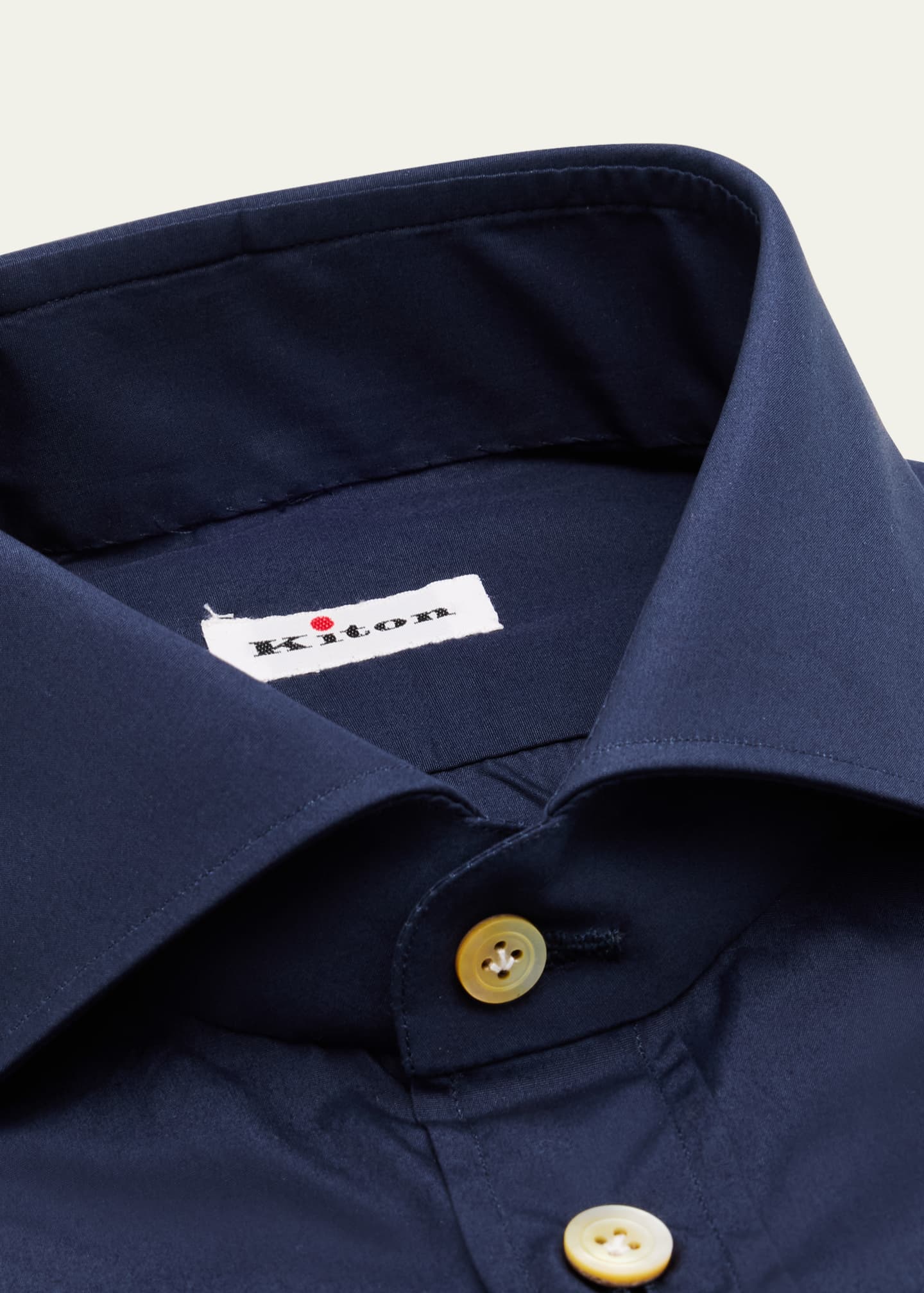 Kiton Men's Solid Cotton Dress Shirt Image 2 of 2