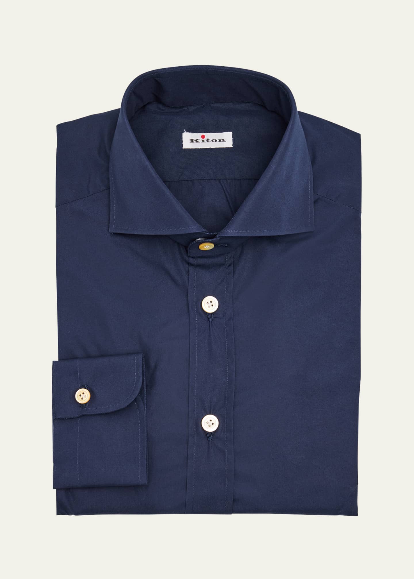 Kiton Men's Solid Cotton Dress Shirt Image 1 of 2