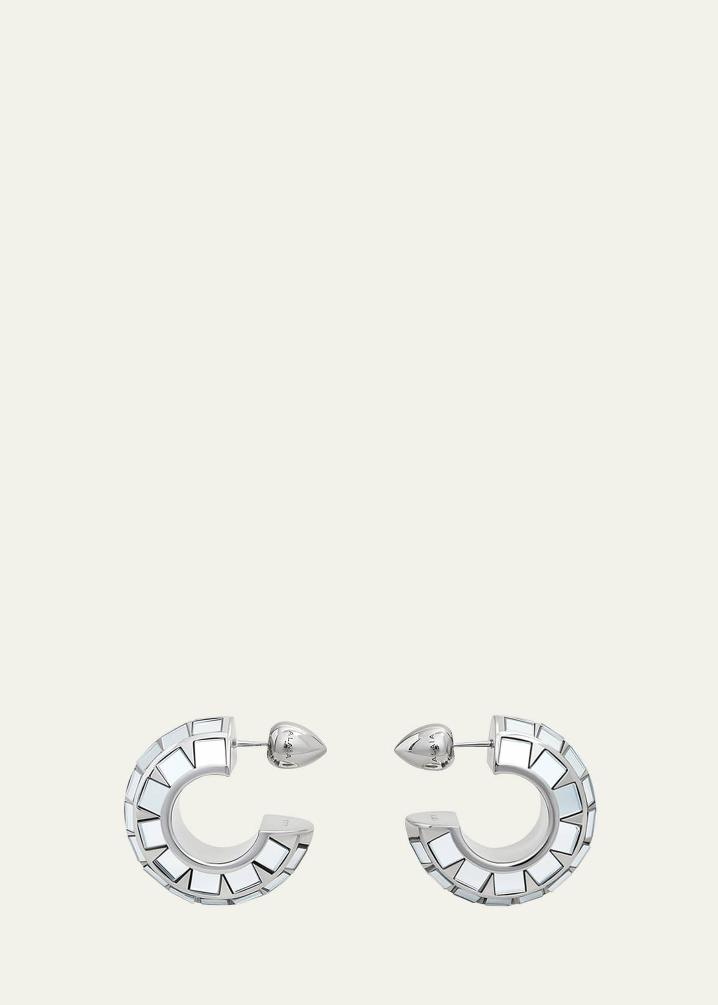 ALAIA Disco Crystal Small Hoop Earrings Image 1 of 3