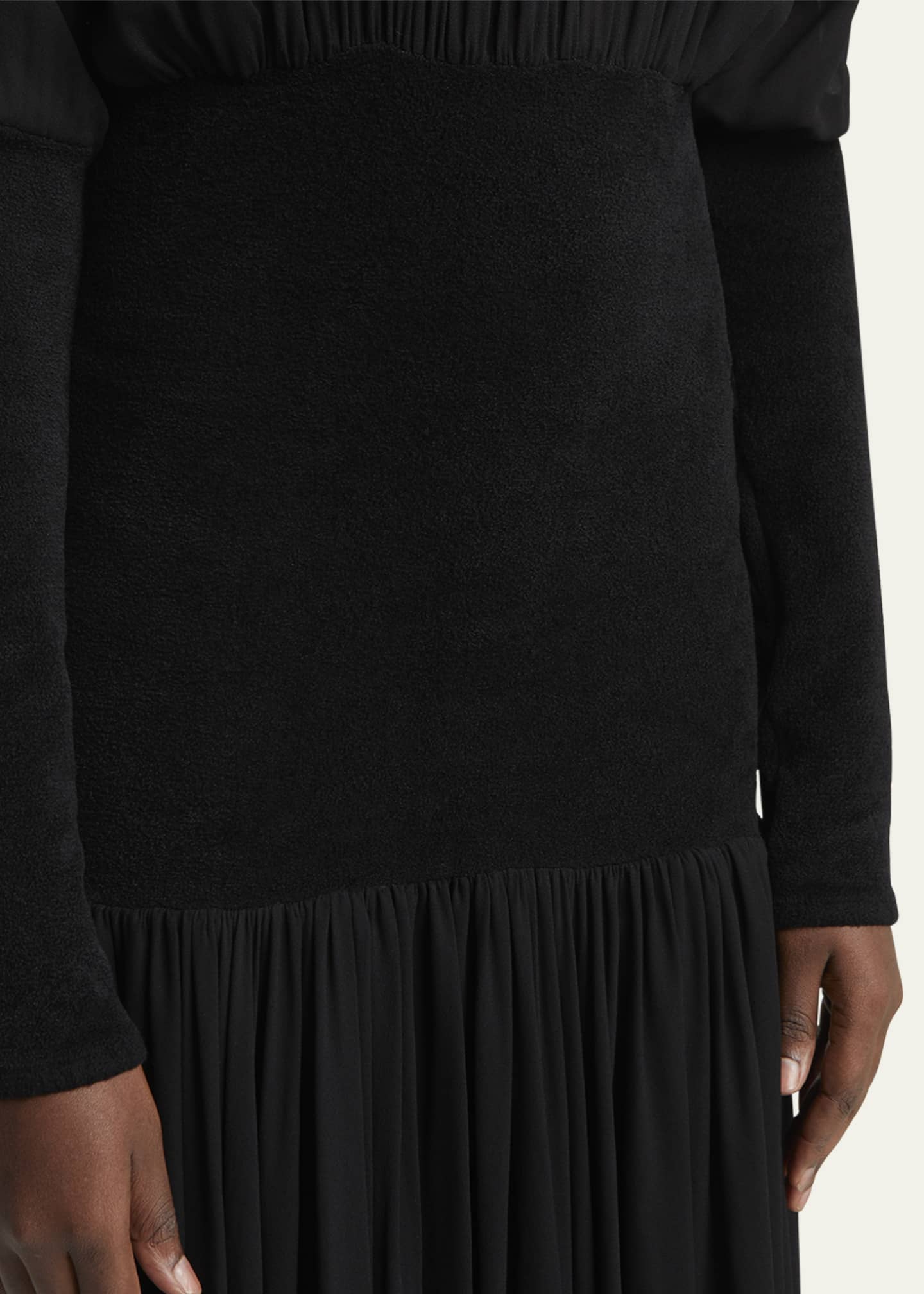 Knit Band Sheer Chiffon Midi Dress