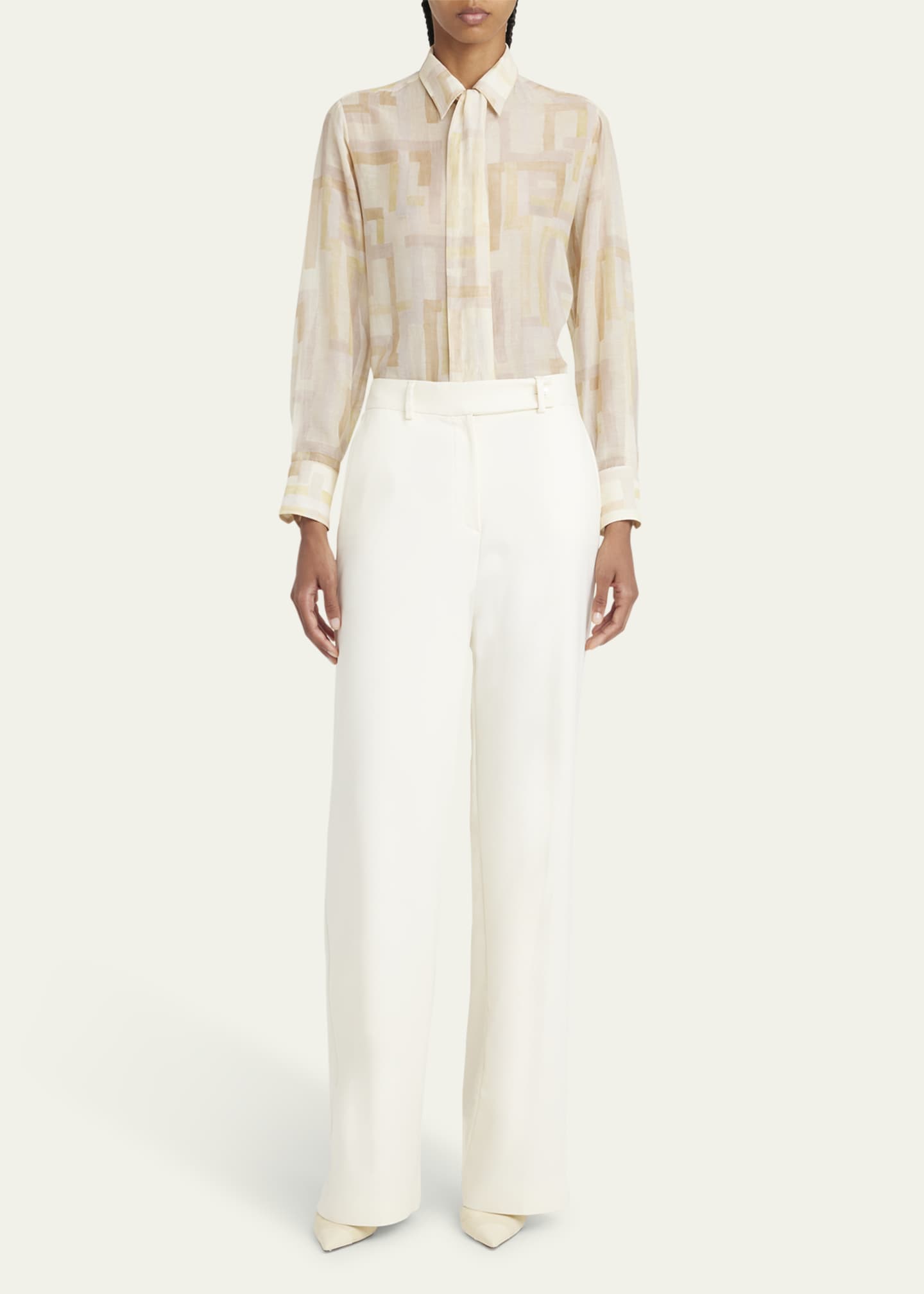 Printed Detachable Tie Blouse - Thumbnail 2