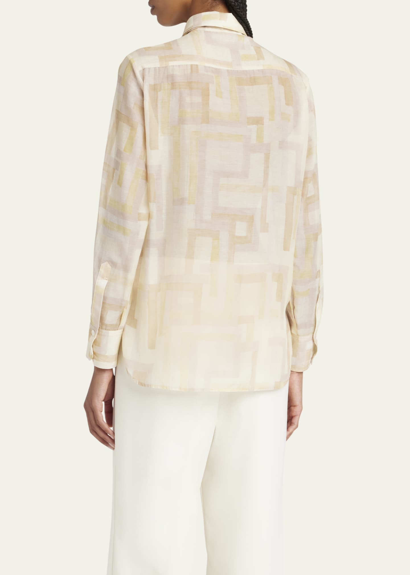 Printed Detachable Tie Blouse - Thumbnail 3