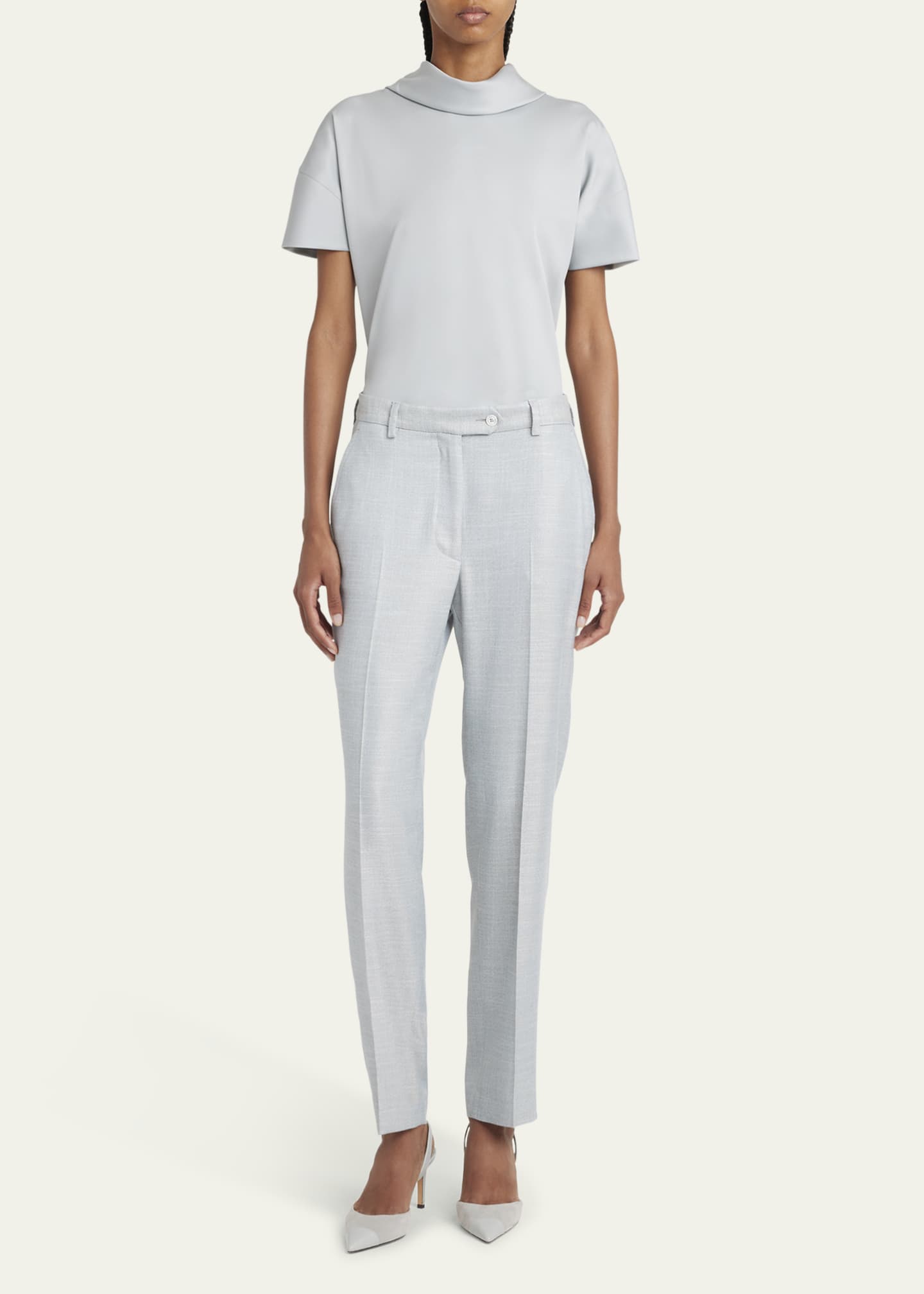 Kiton Mock-Neck Wool Silk Top Image 2 of 5