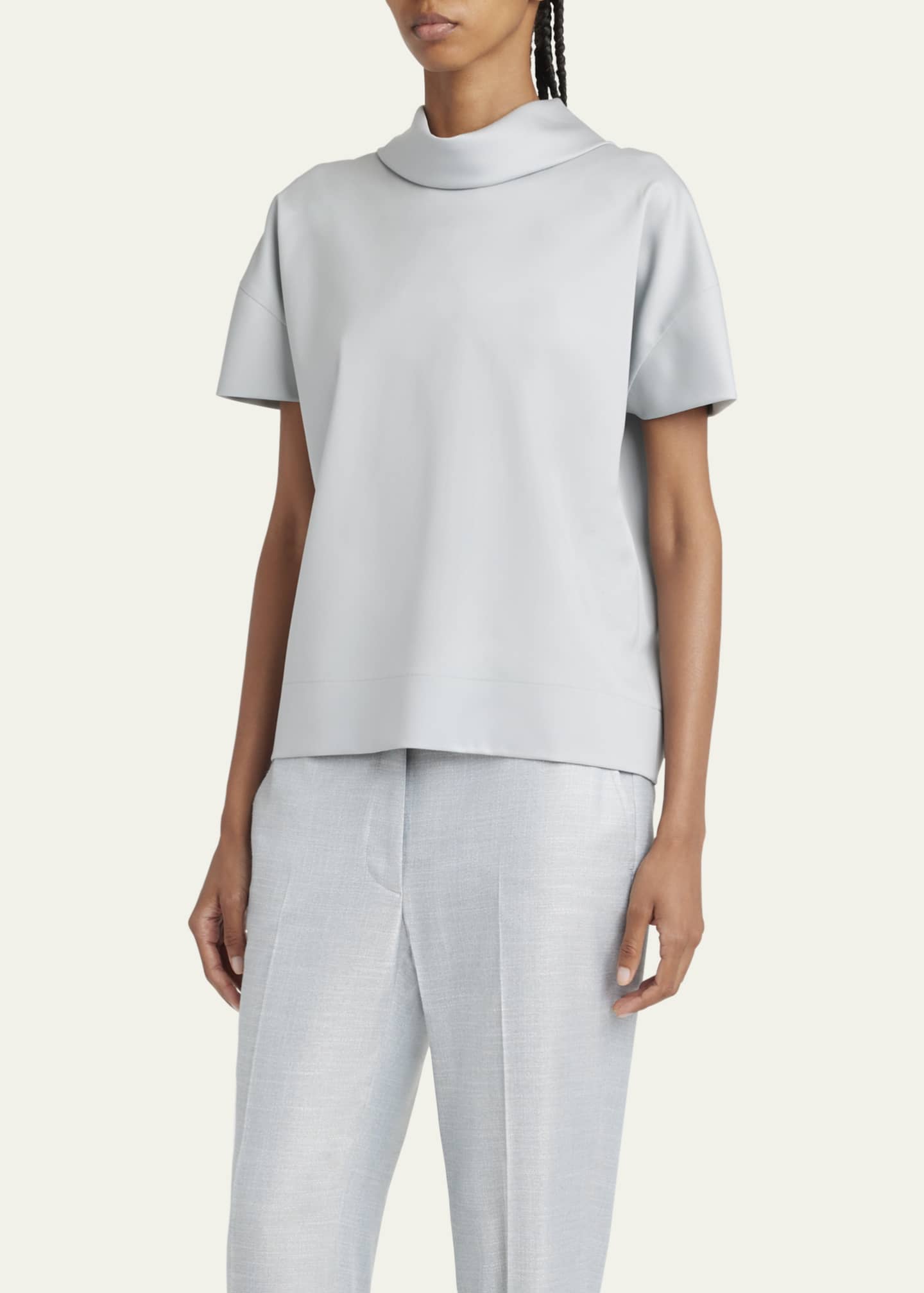 Kiton Mock-Neck Wool Silk Top Image 4 of 5