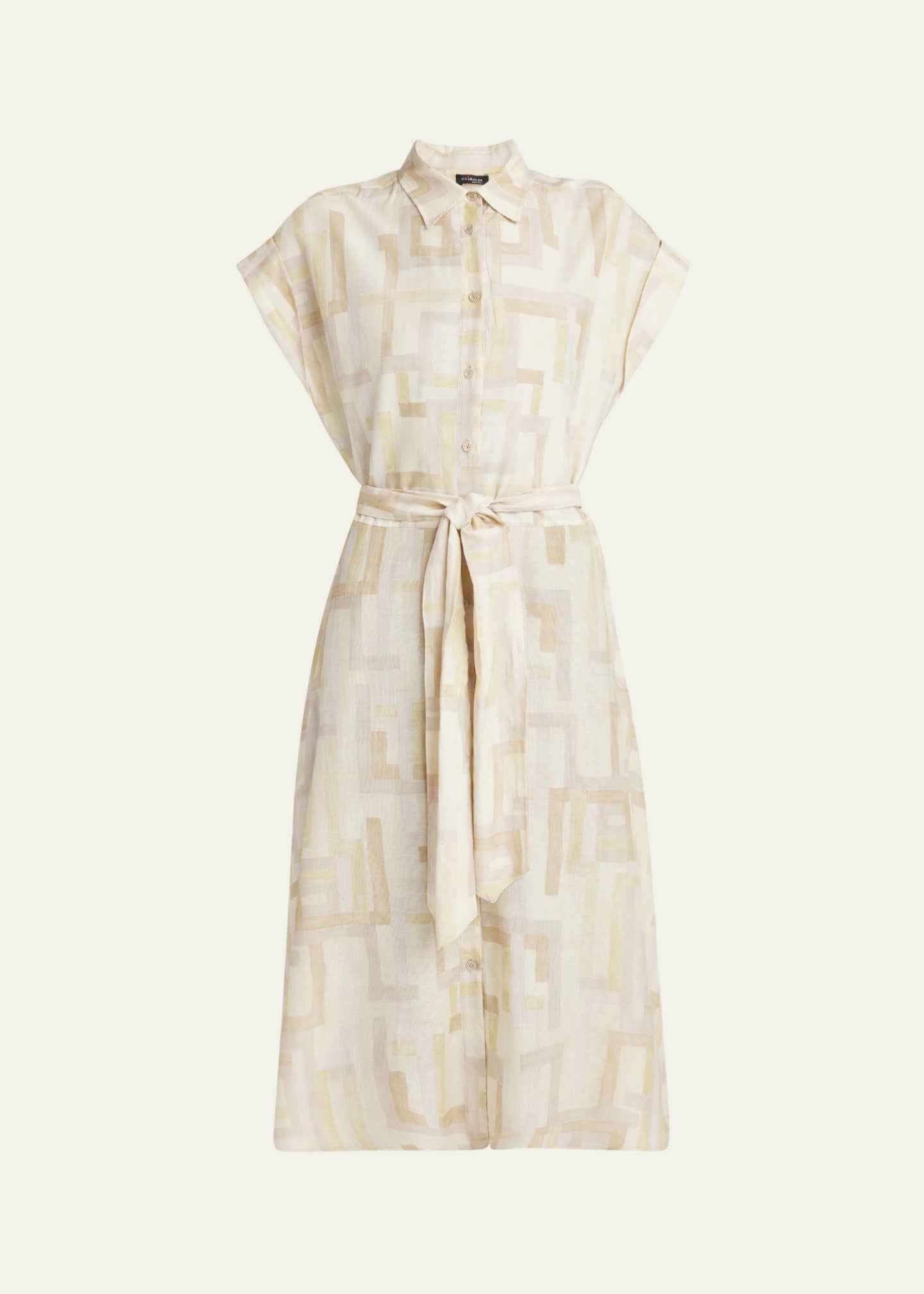 Kiton Abstract Watercolor Belted Dress Image 1 of 5