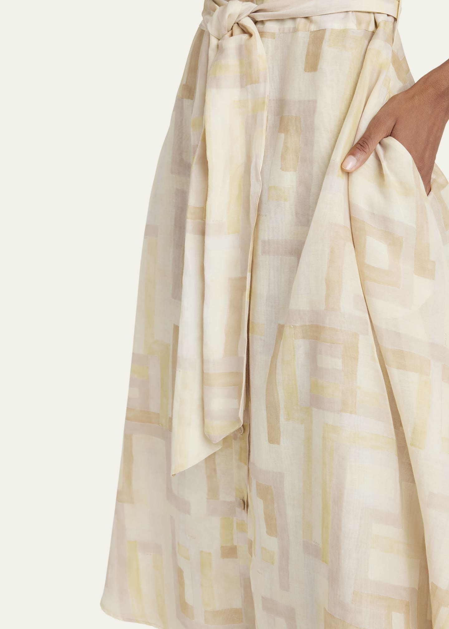 Kiton Abstract Watercolor Belted Dress Image 5 of 5