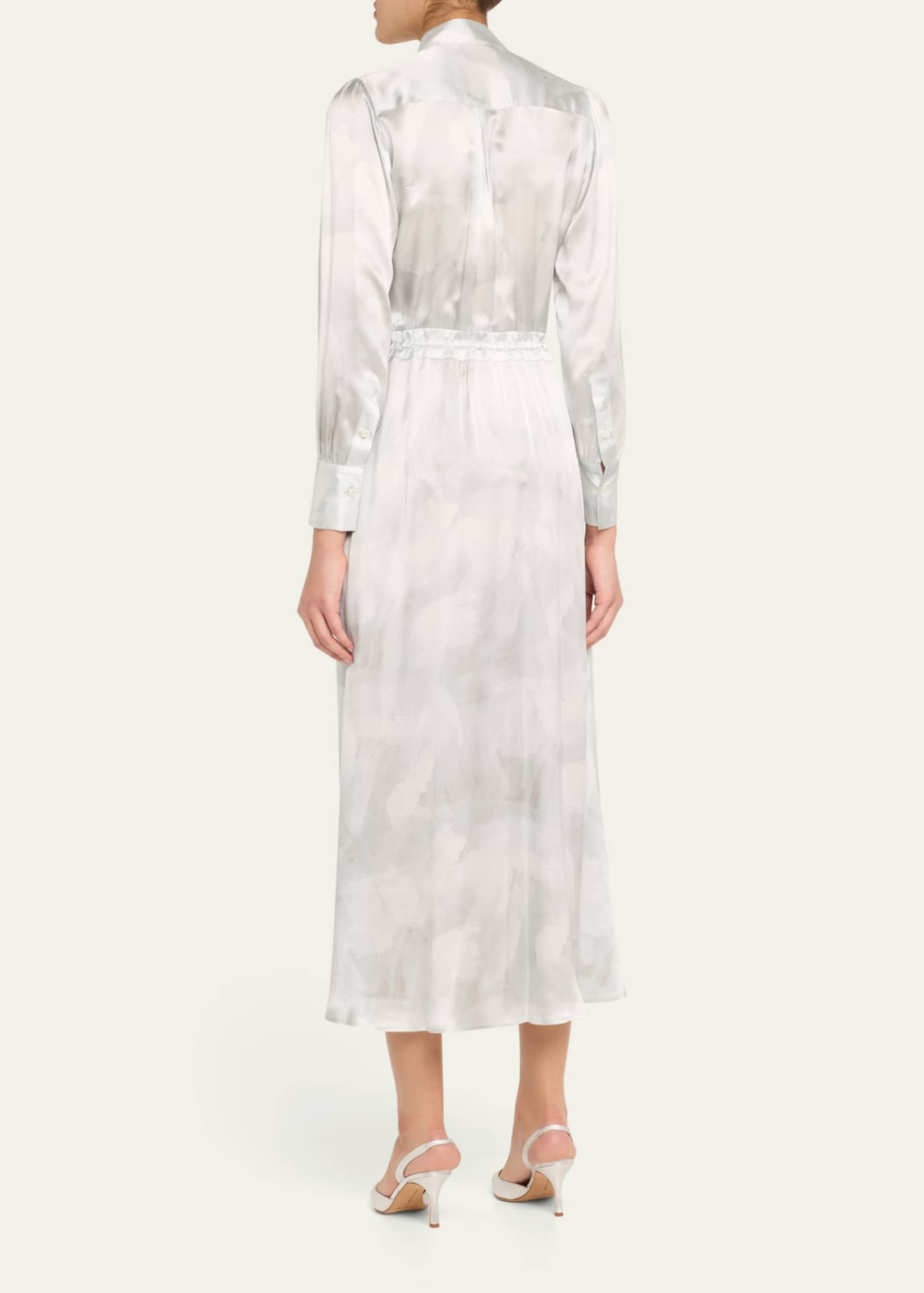 Kiton Long Sleeve Printed Drawstring Silk Dress Image 3 of 5