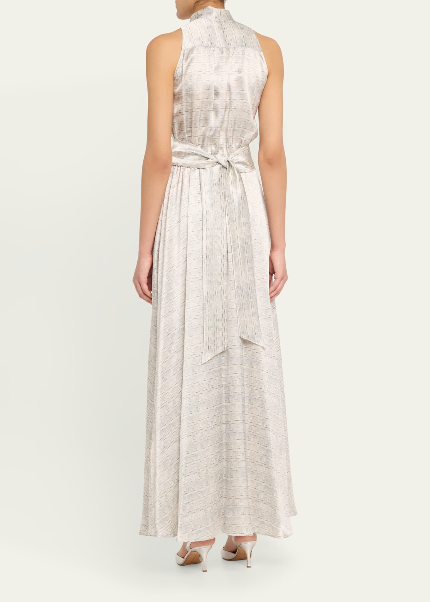 Kiton Long Printed Silk Sleeveless Dress with Scarf Image 3 of 5