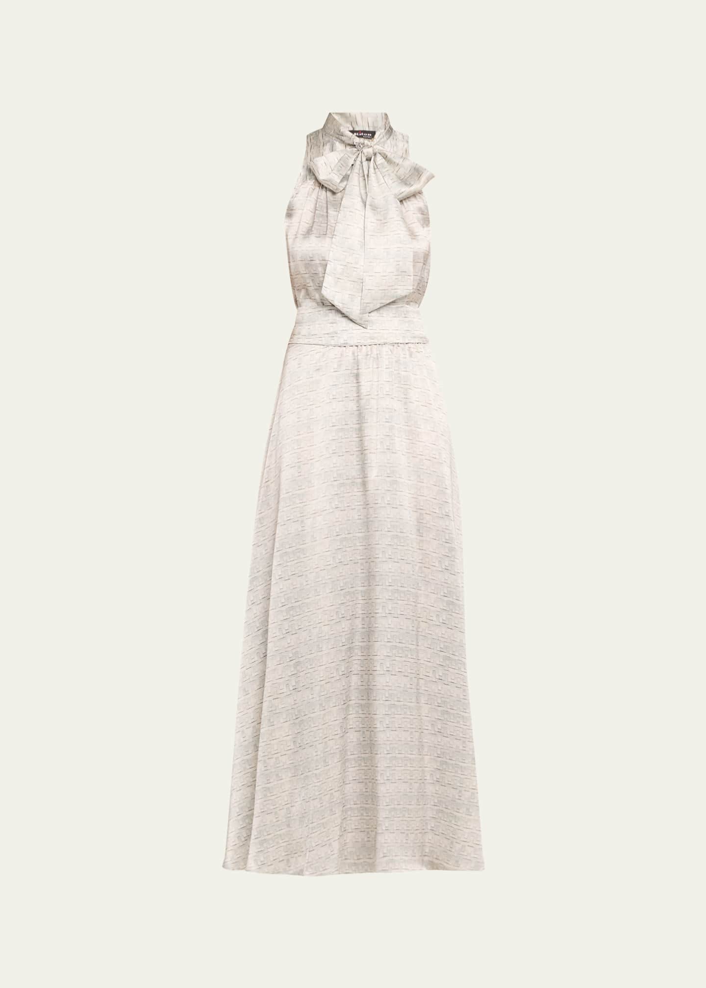 Kiton Long Printed Silk Sleeveless Dress with Scarf Image 1 of 5