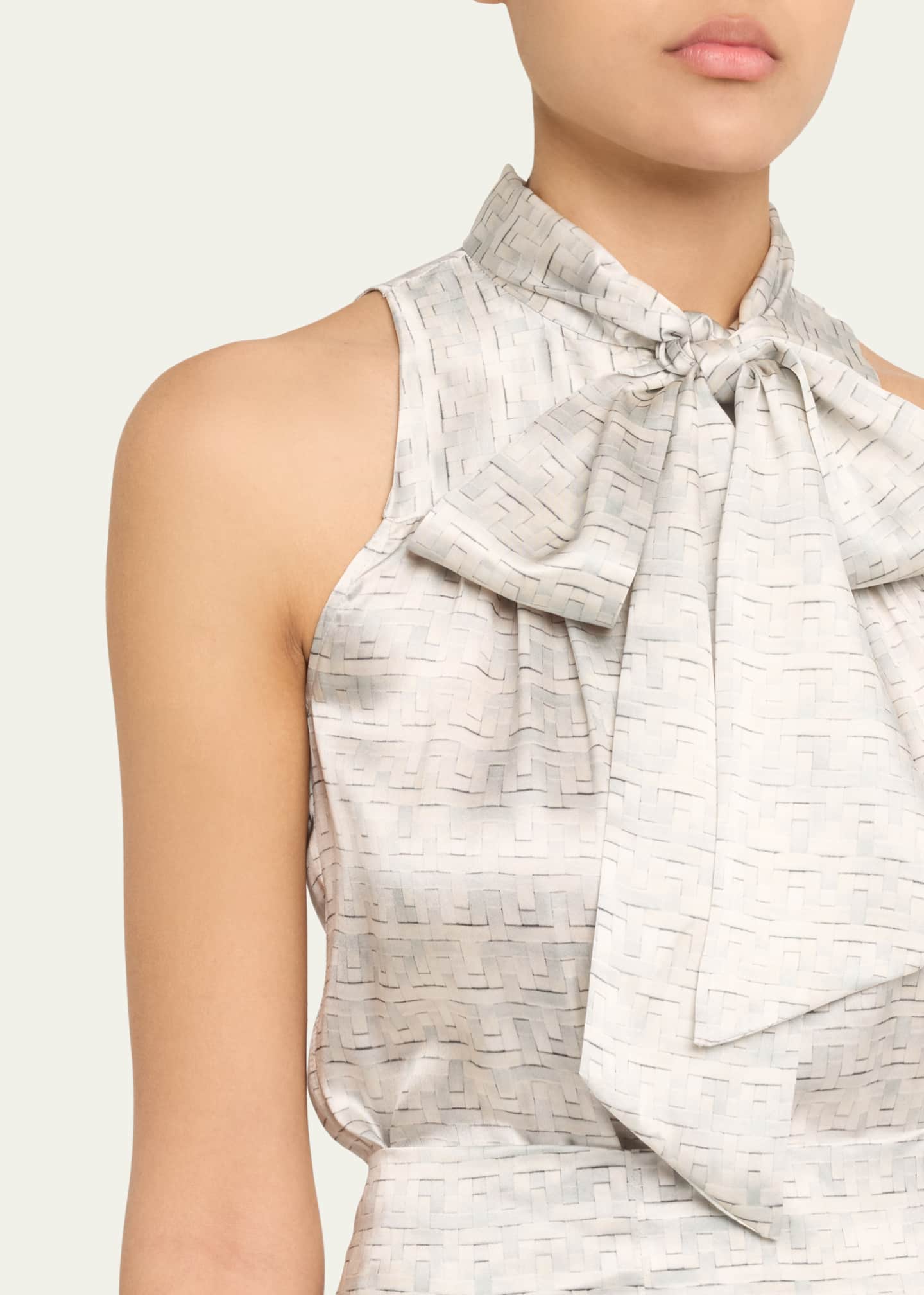 Kiton Long Printed Silk Sleeveless Dress with Scarf Image 5 of 5