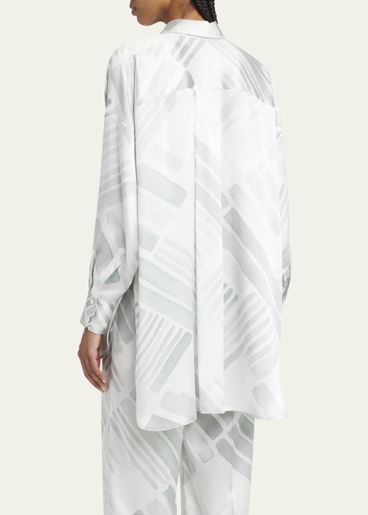 Kiton Printed High-Low Silk Blouse Image 3 of 5