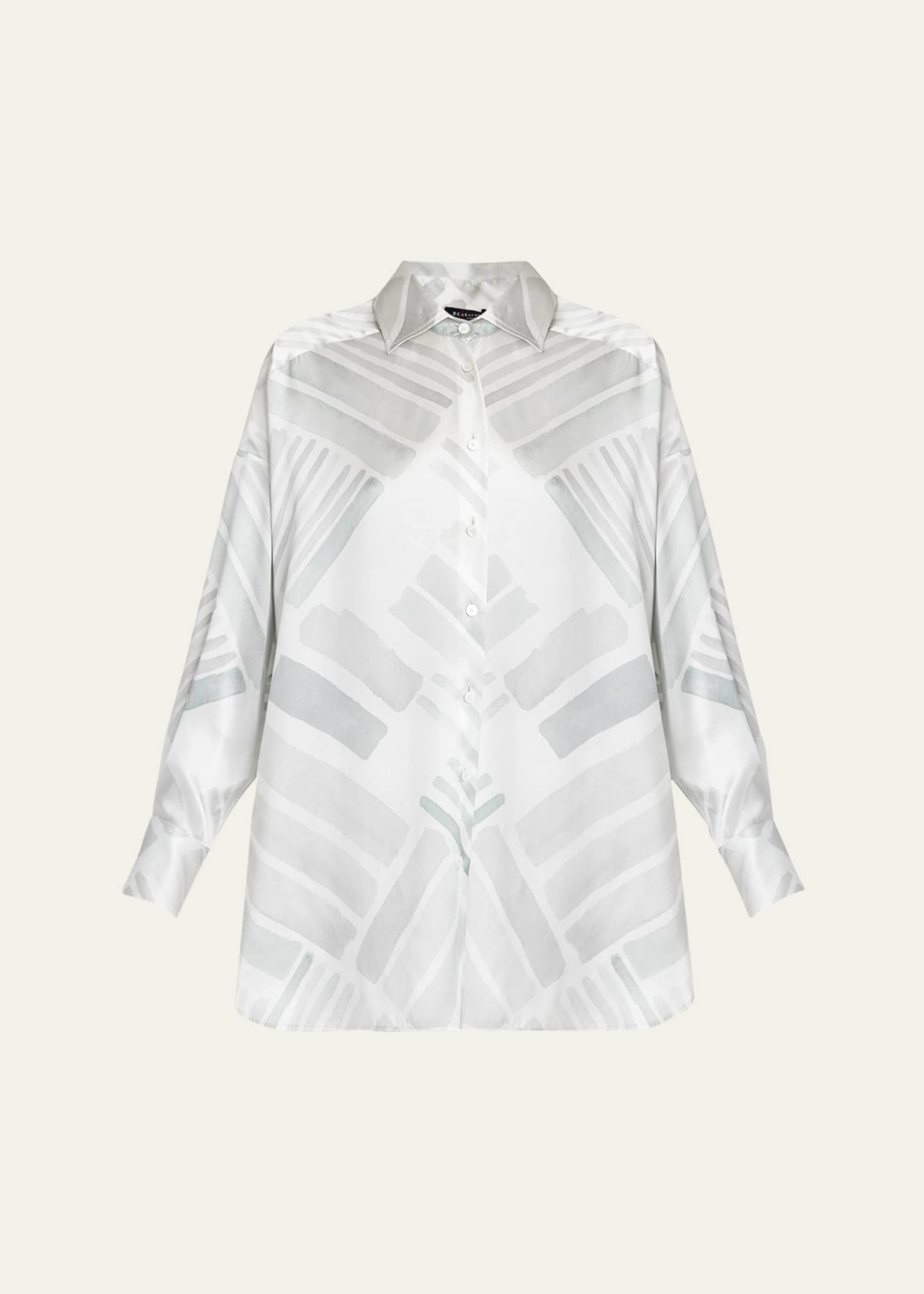 Kiton Printed High-Low Silk Blouse Image 1 of 5