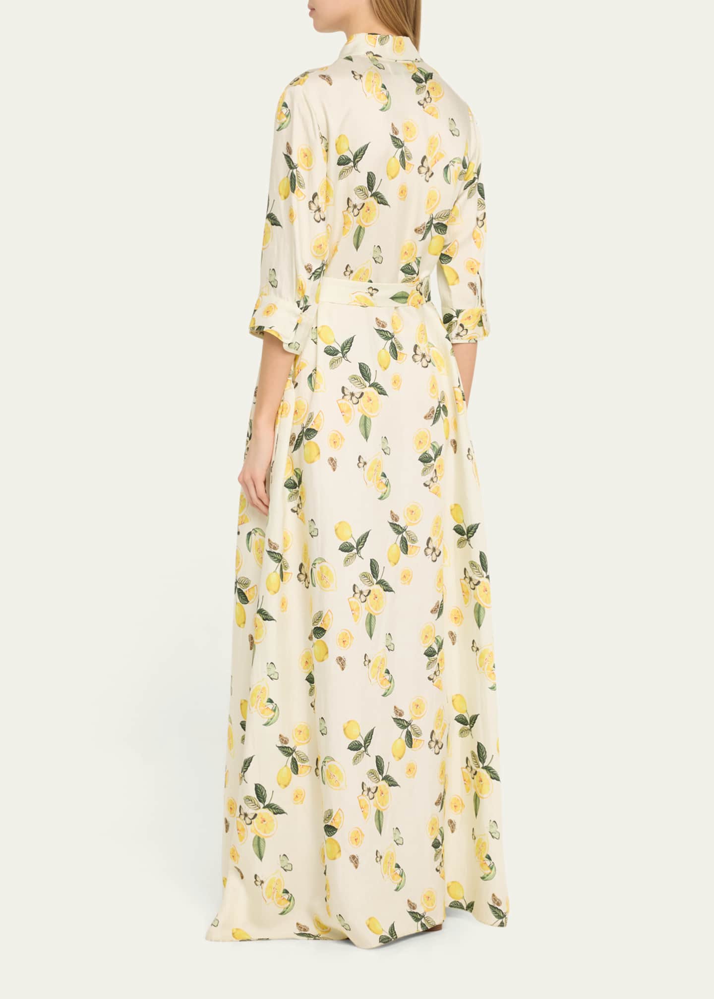 Evi Grintela Valerie Belted Lemon-Print Maxi Shirtdress Image 3 of 5