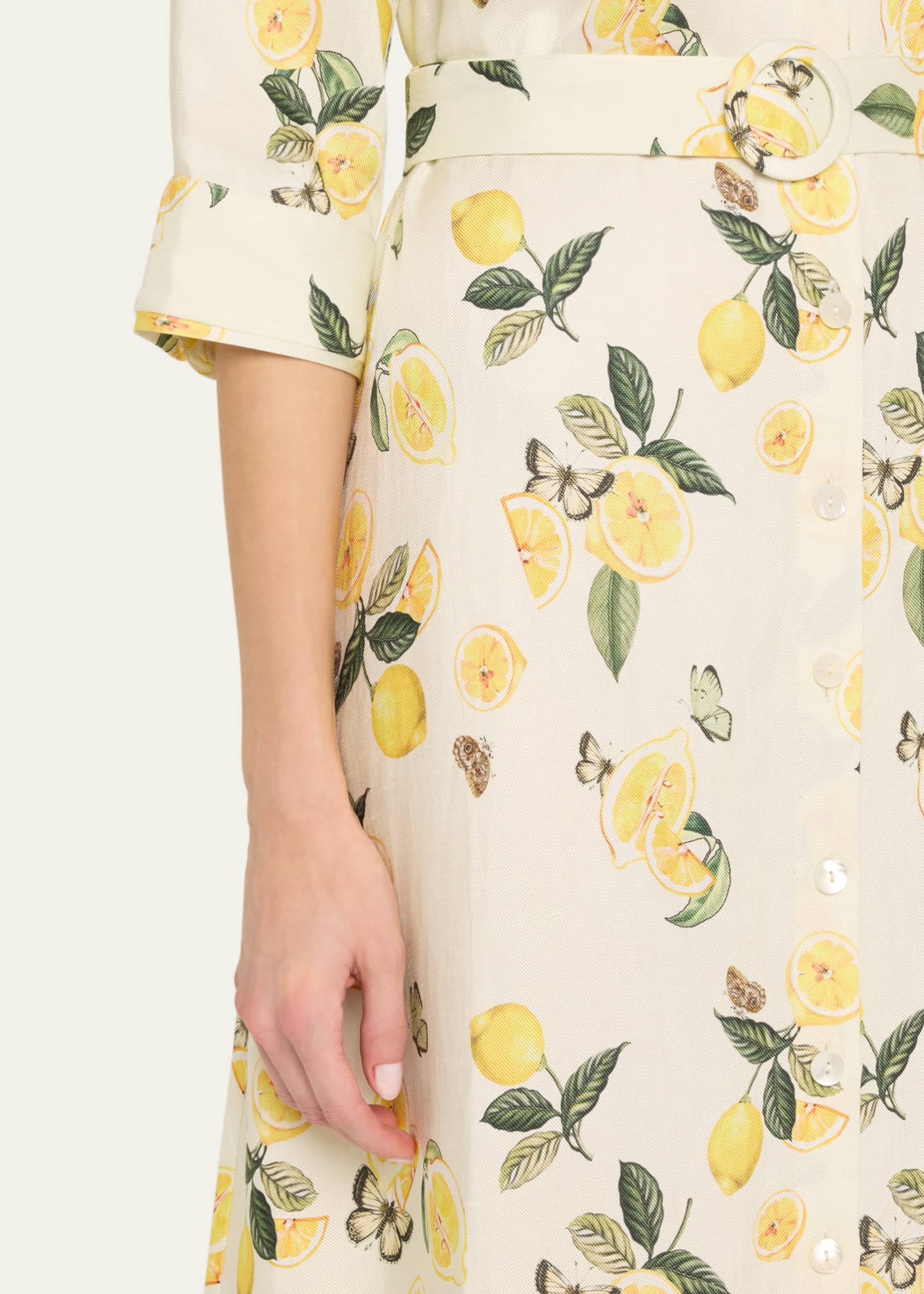 Evi Grintela Valerie Belted Lemon-Print Maxi Shirtdress Image 5 of 5