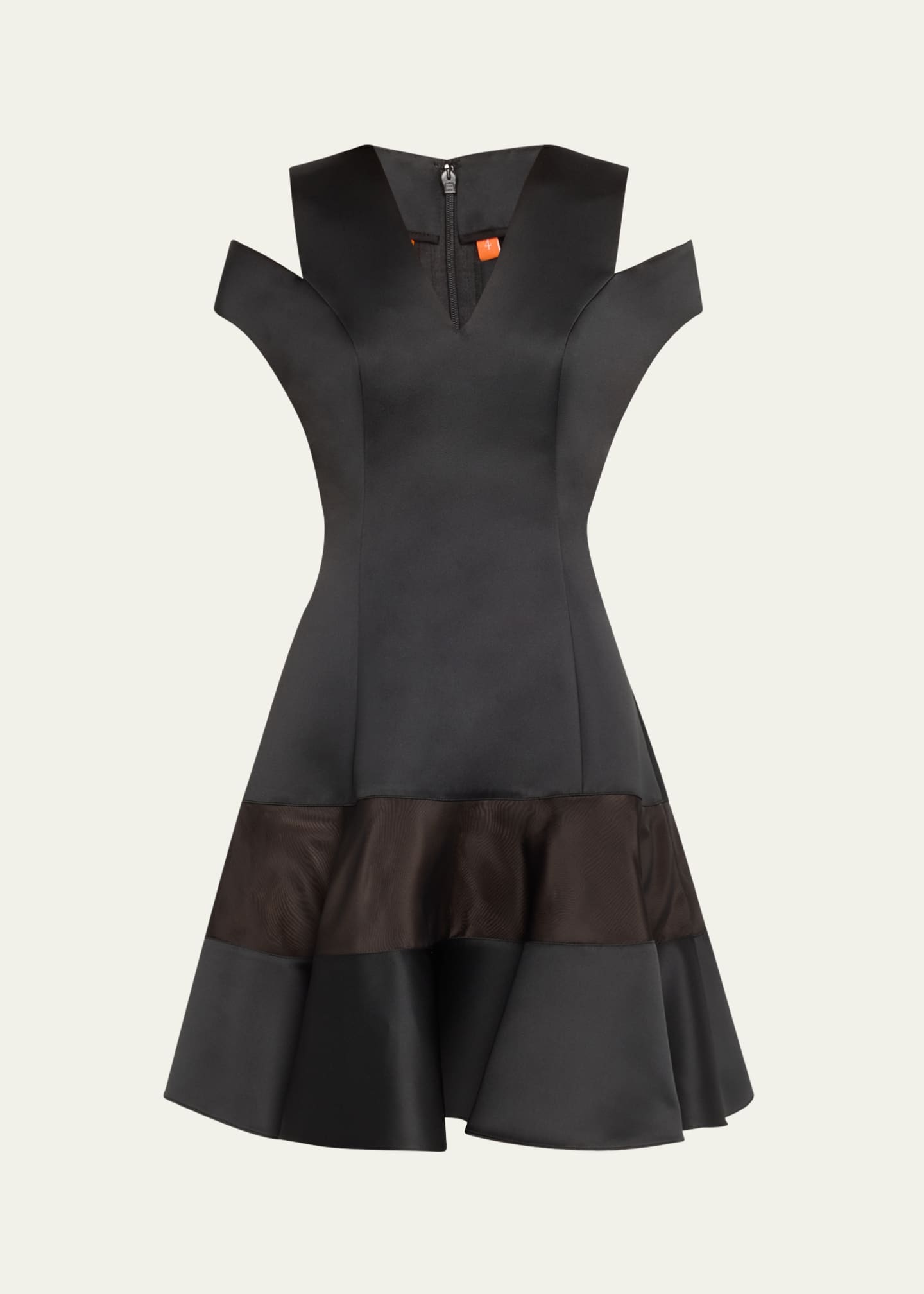 Bach Mai Shoulder Cut Out Flounce Satin Organza Dress Image 1 of 5