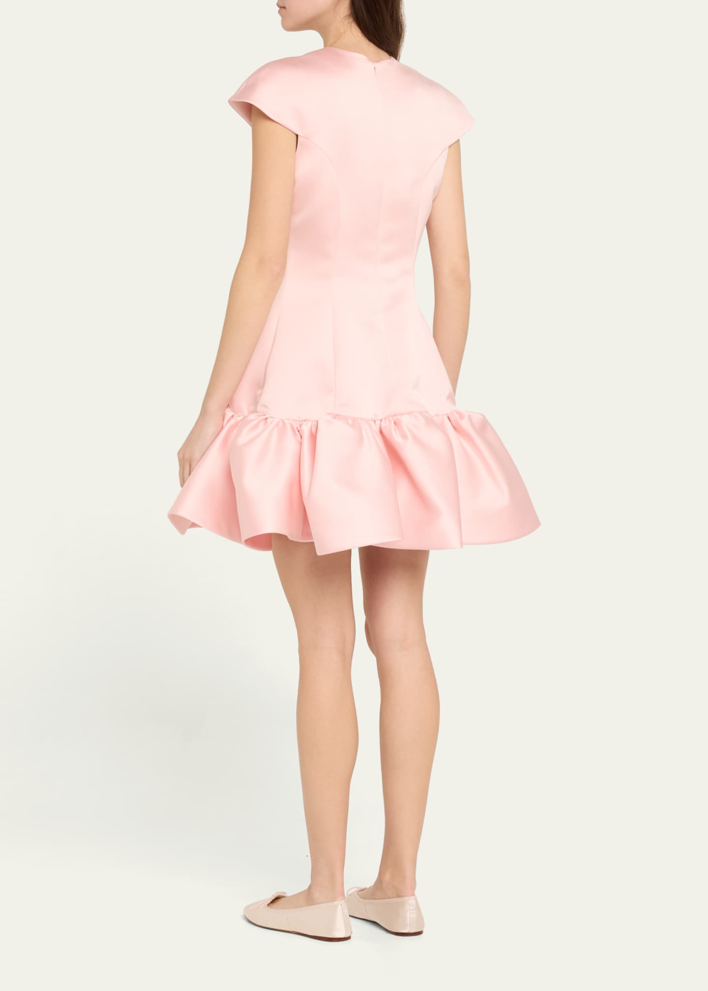 Bach Mai Volant Satin Flared Mini Dress Image 3 of 5