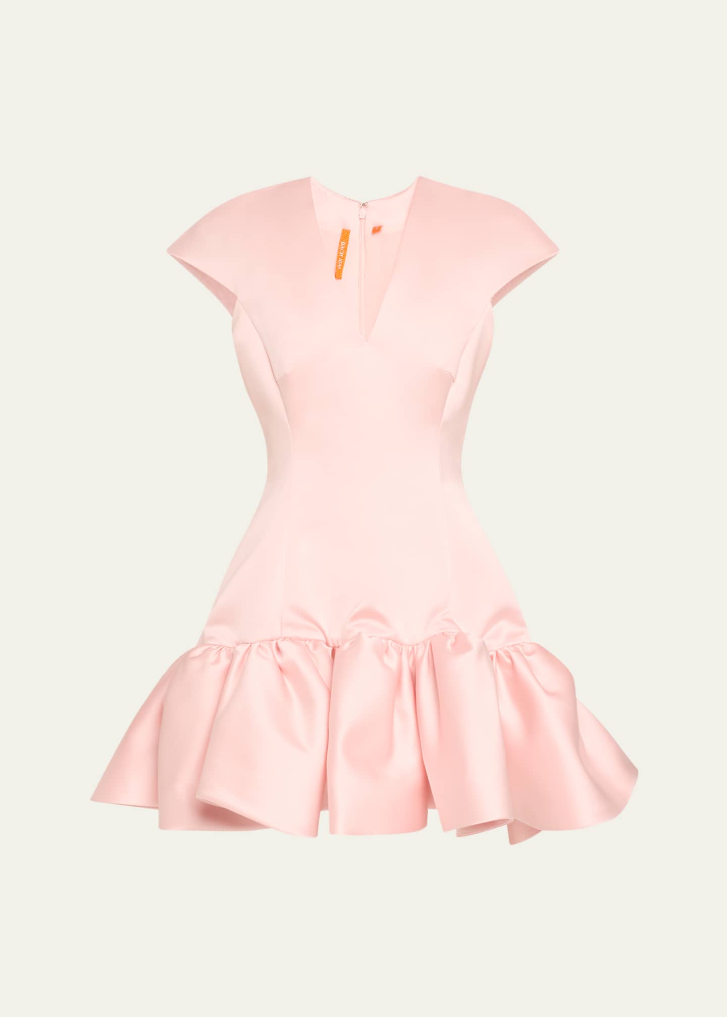 Bach Mai Volant Satin Flared Mini Dress Image 1 of 5