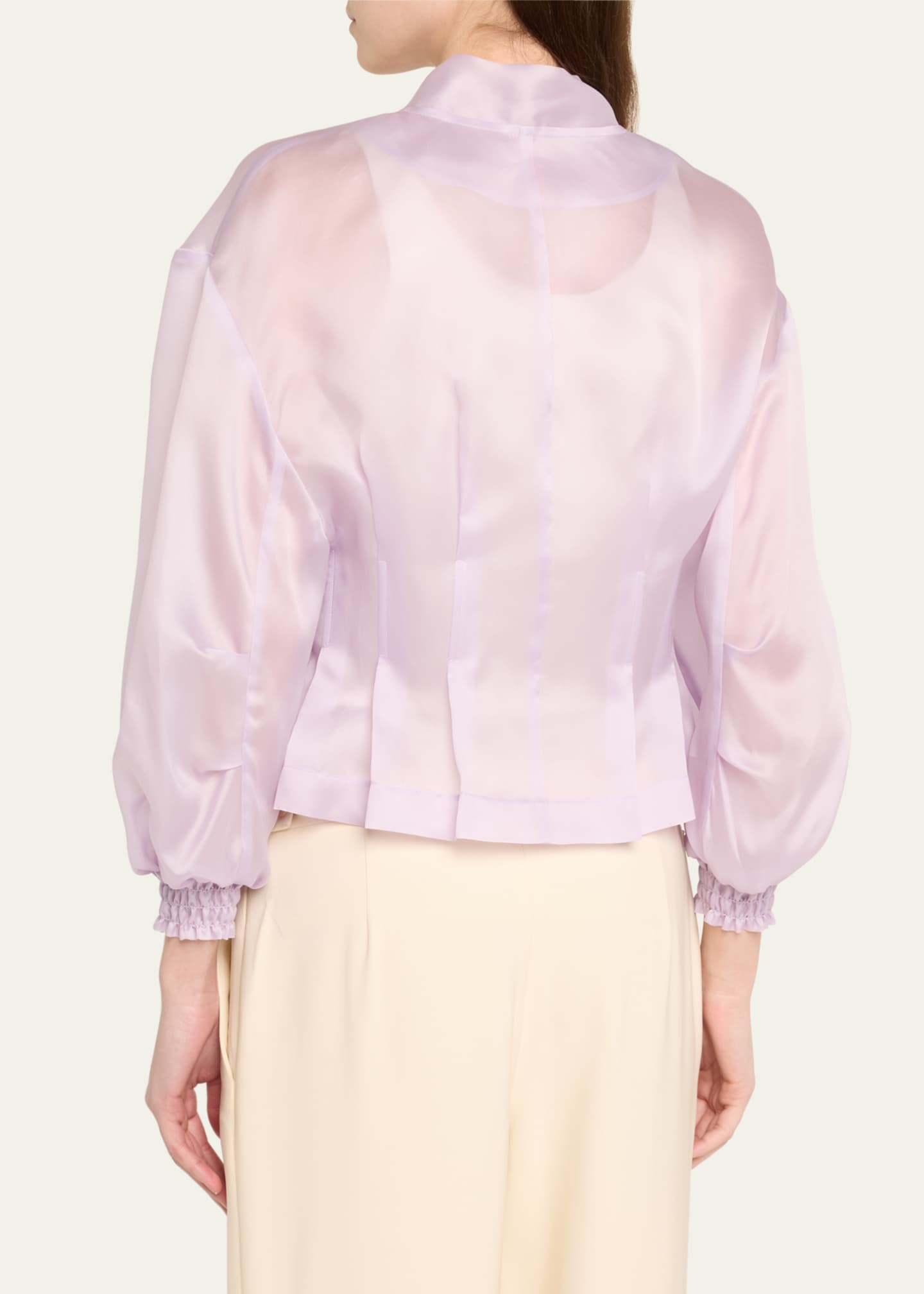 Bach Mai Nipped Waist Sheer Silk Bomber Jacket Image 3 of 5