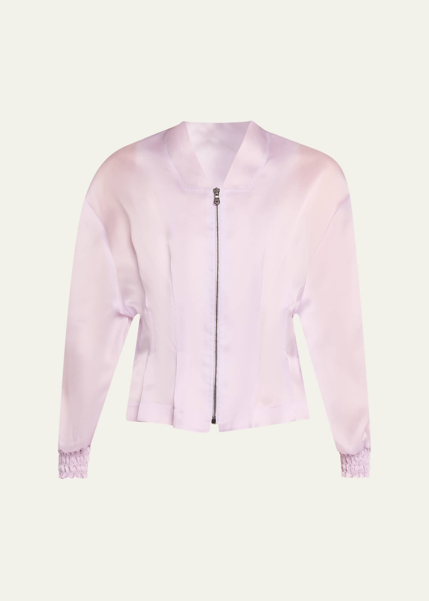 Bach Mai Nipped Waist Sheer Silk Bomber Jacket Image 1 of 5