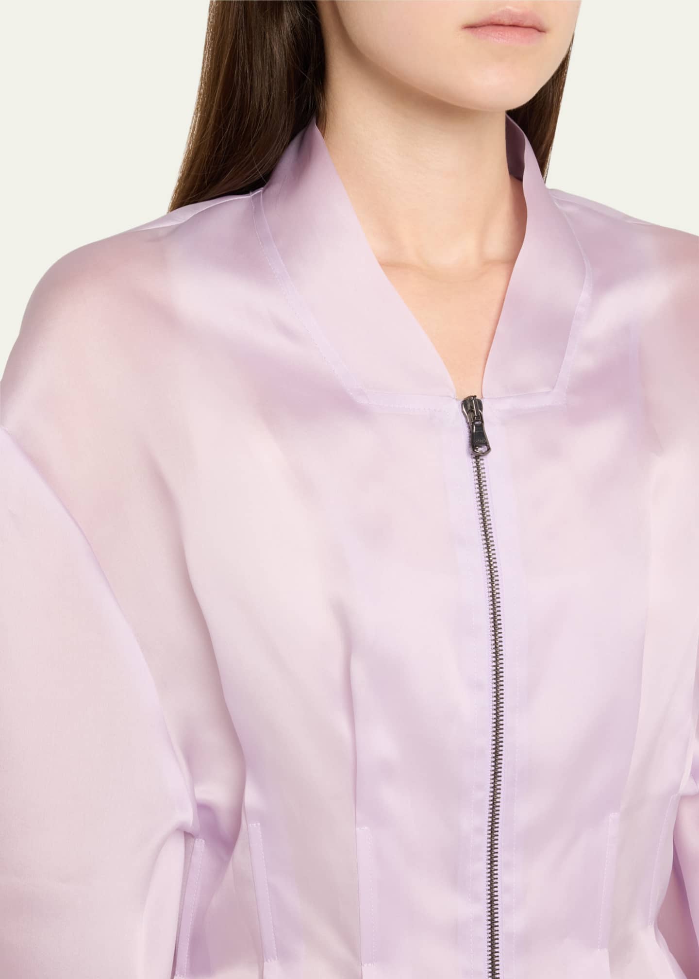 Bach Mai Nipped Waist Sheer Silk Bomber Jacket Image 5 of 5