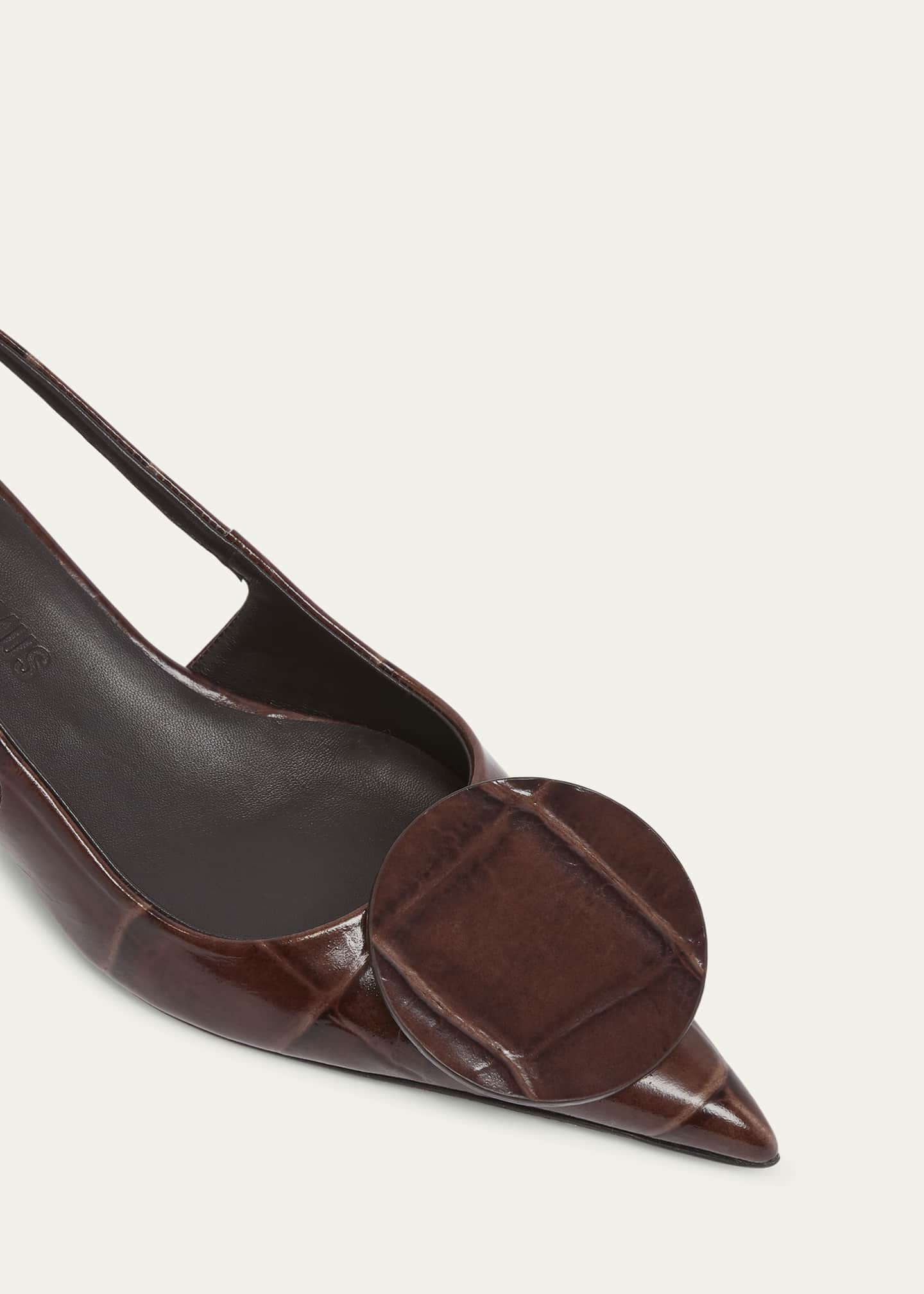 Jacquemus Croc-Embossed Leather Slingback Pumps Image 5 of 6
