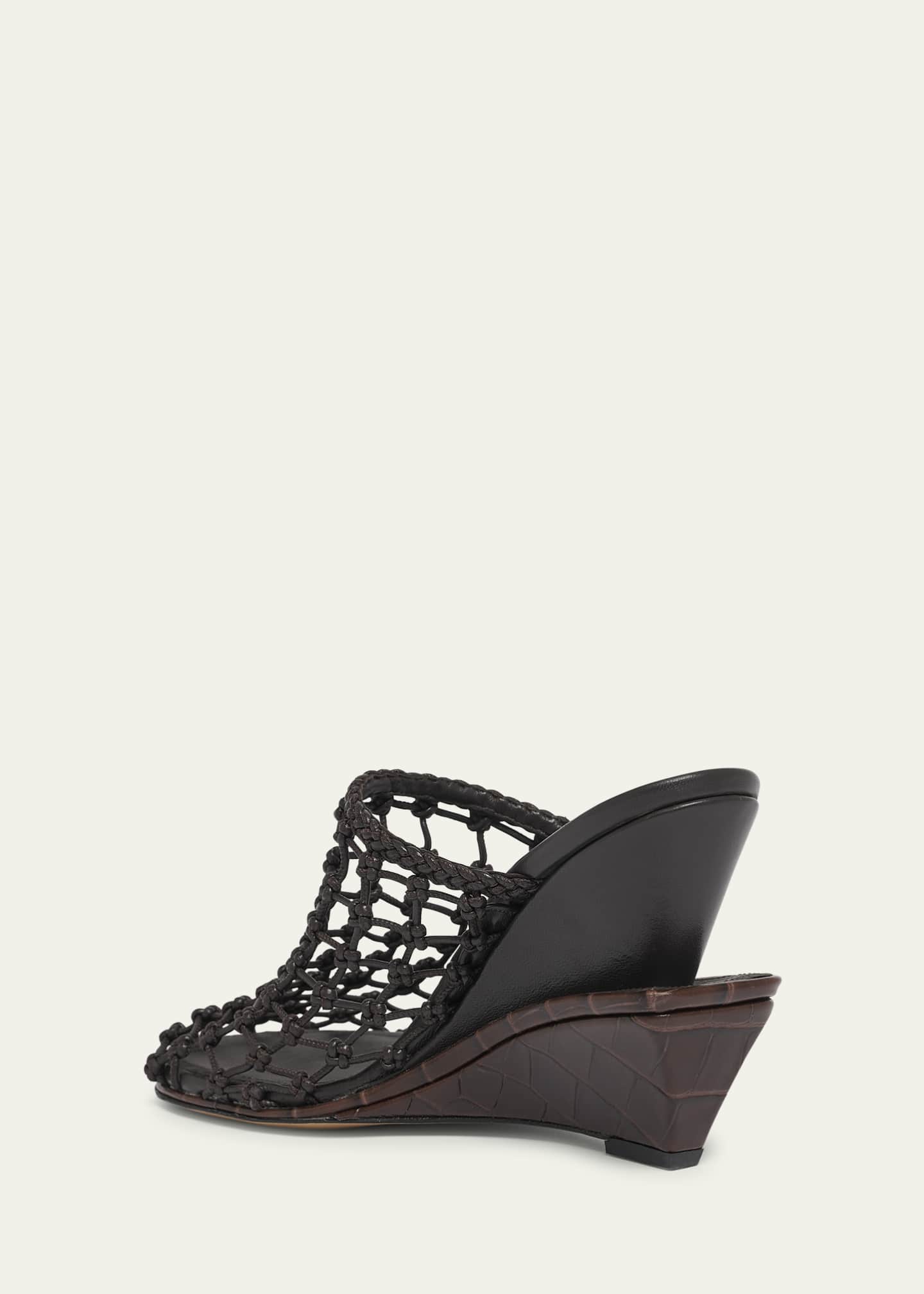 Jacquemus Les Doubles Tresses Croc-Embossed Wedge Mules Image 4 of 6