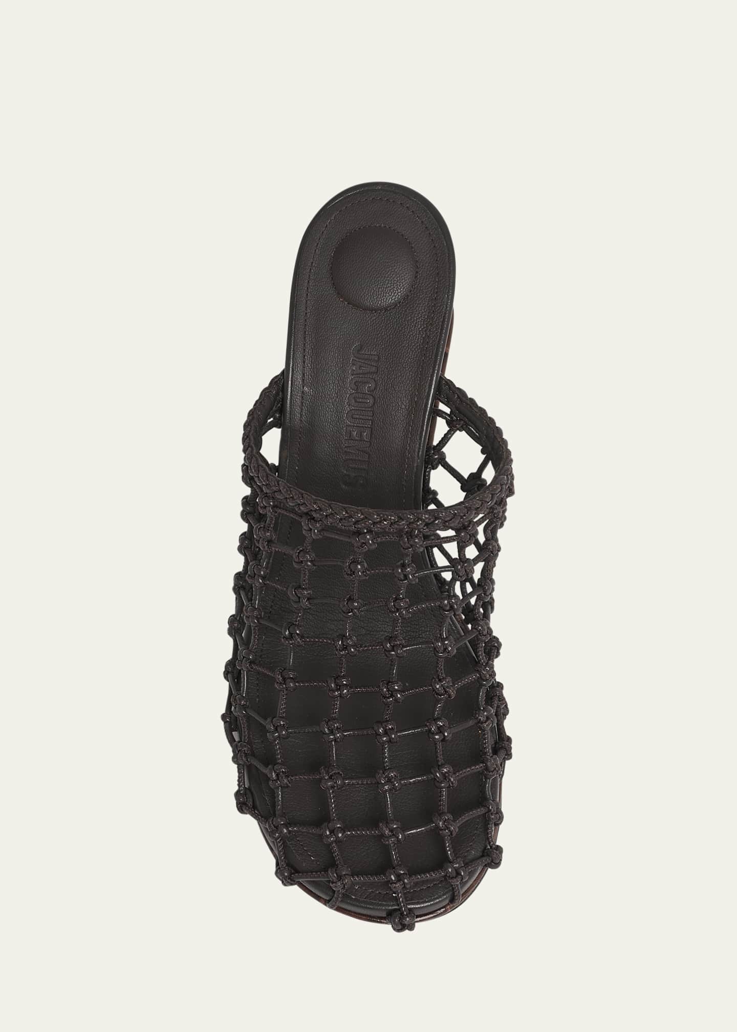 Jacquemus Les Doubles Tresses Croc-Embossed Wedge Mules Image 6 of 6