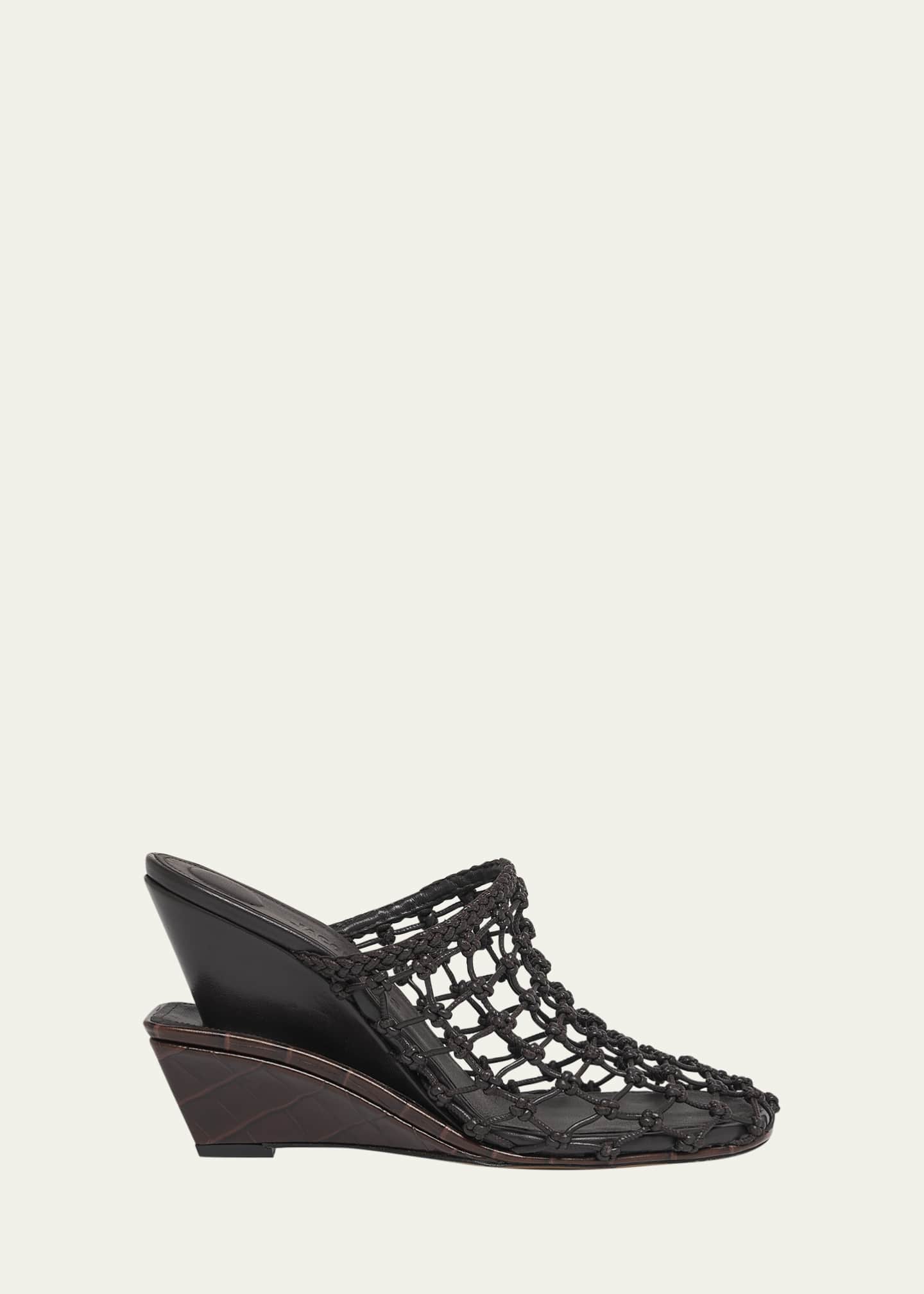 Jacquemus Les Doubles Tresses Croc-Embossed Wedge Mules Image 1 of 6