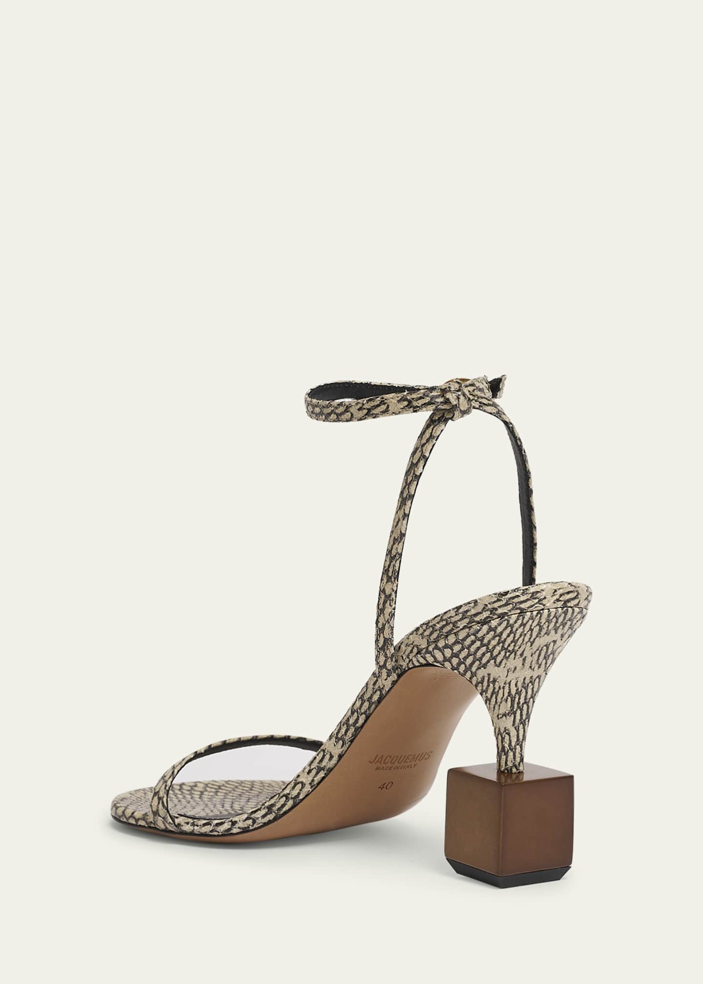 Jacquemus The Bisou Geometric Snake-Embossed Leather Sandals Image 4 of 5