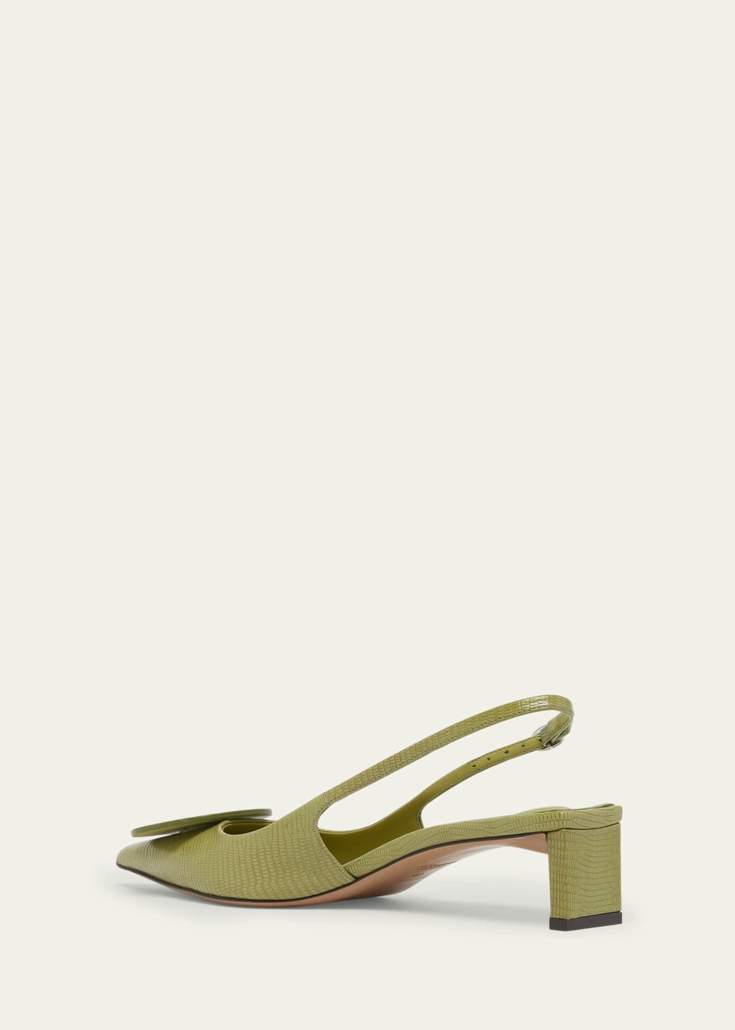 Jacquemus Slingback Lizard-Embossed Leather Pumps Image 4 of 5