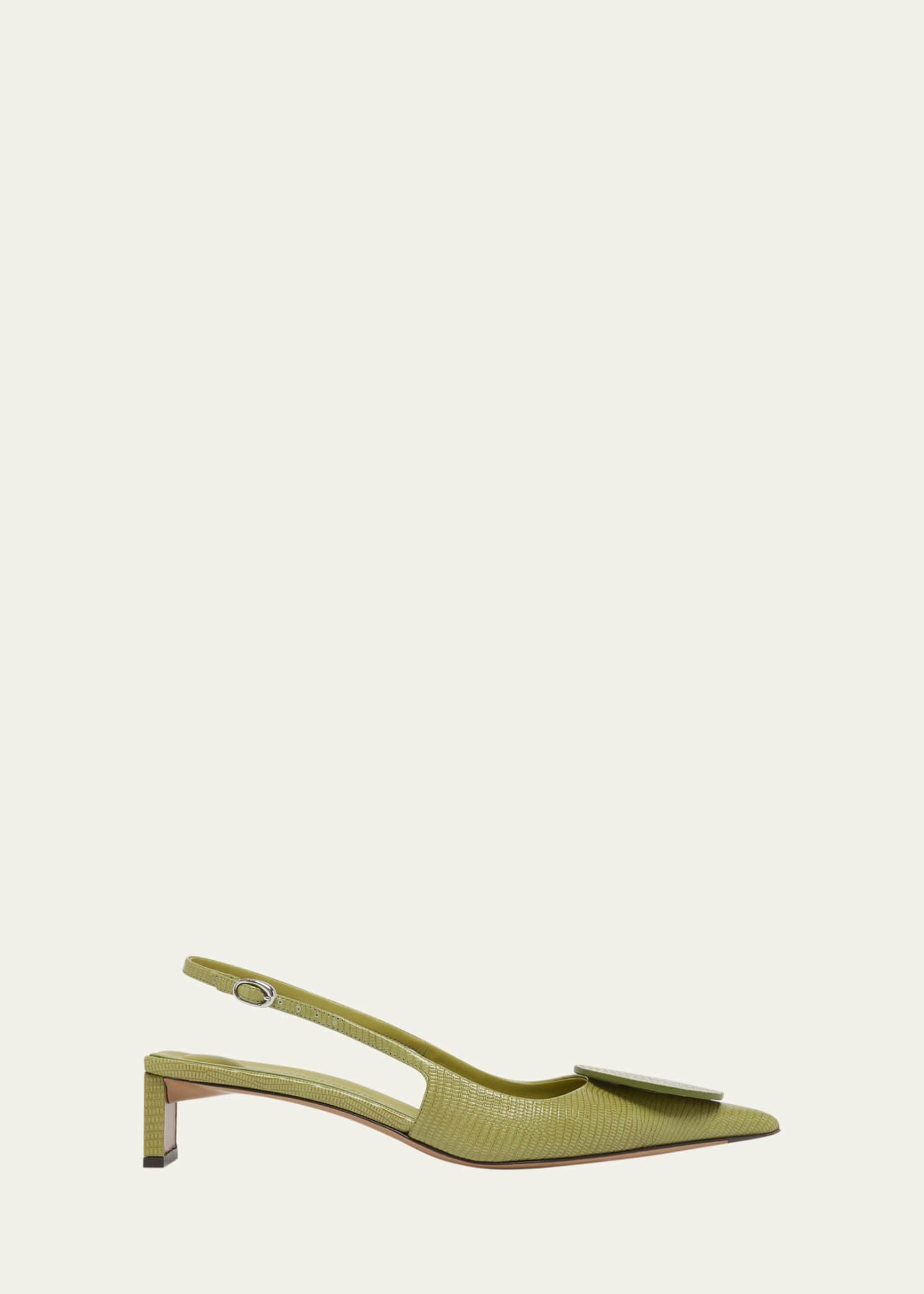 Jacquemus Slingback Lizard-Embossed Leather Pumps Image 1 of 5