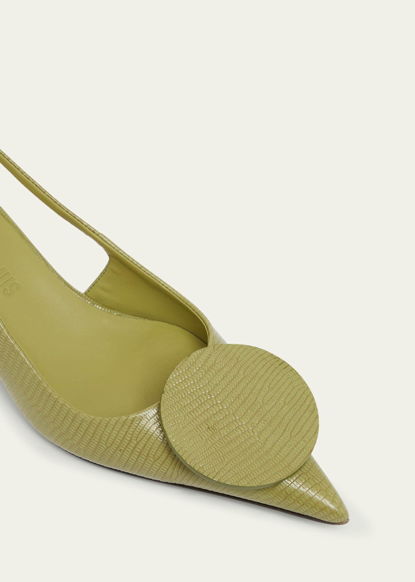 Jacquemus Slingback Lizard-Embossed Leather Pumps Image 5 of 5