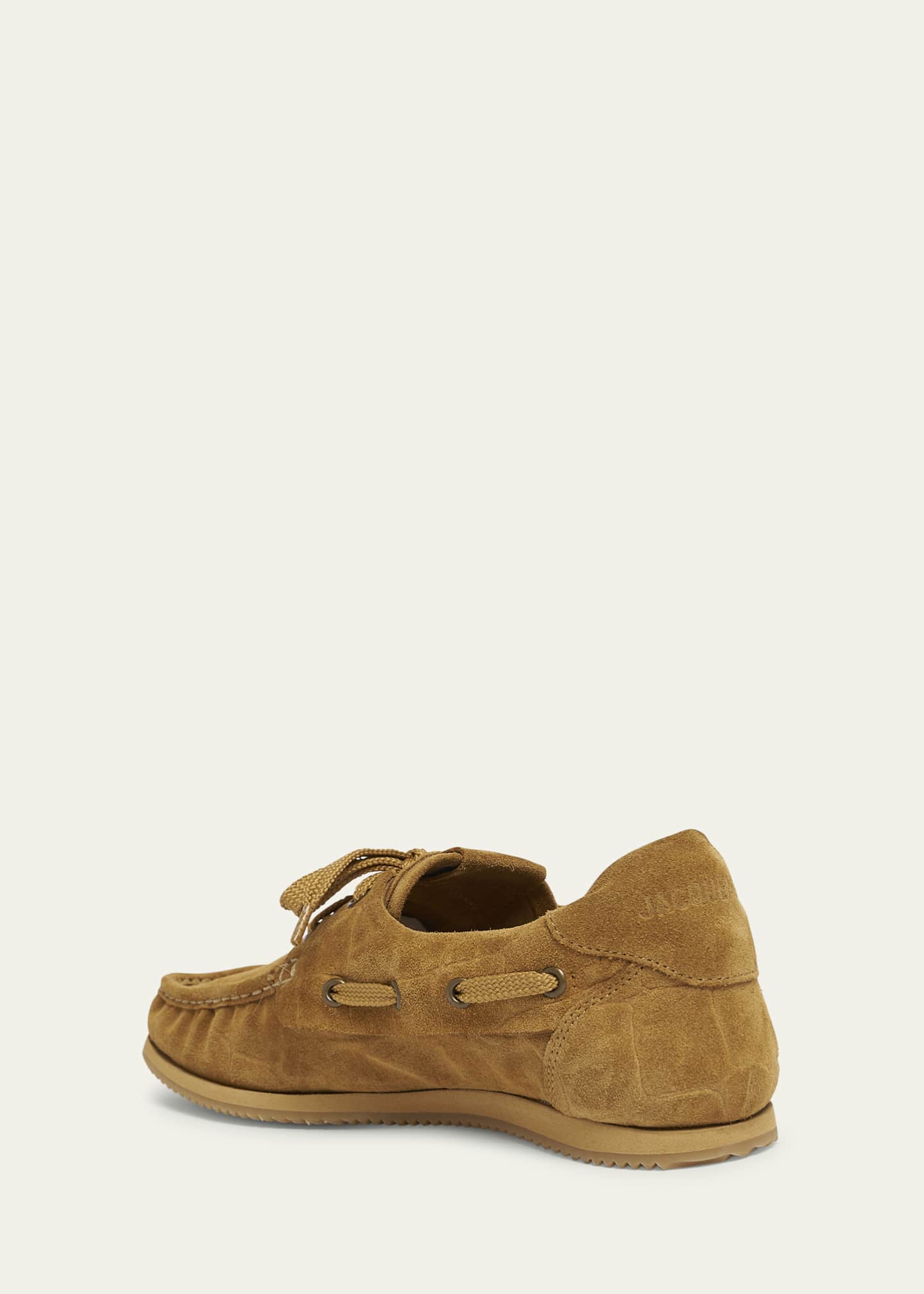 Jacquemus Moc-Toe Croc-Embossed Suede Boat Shoes Image 4 of 5