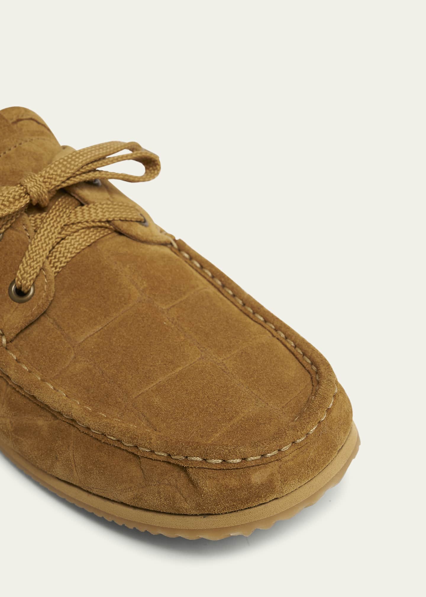 Jacquemus Moc-Toe Croc-Embossed Suede Boat Shoes Image 5 of 5