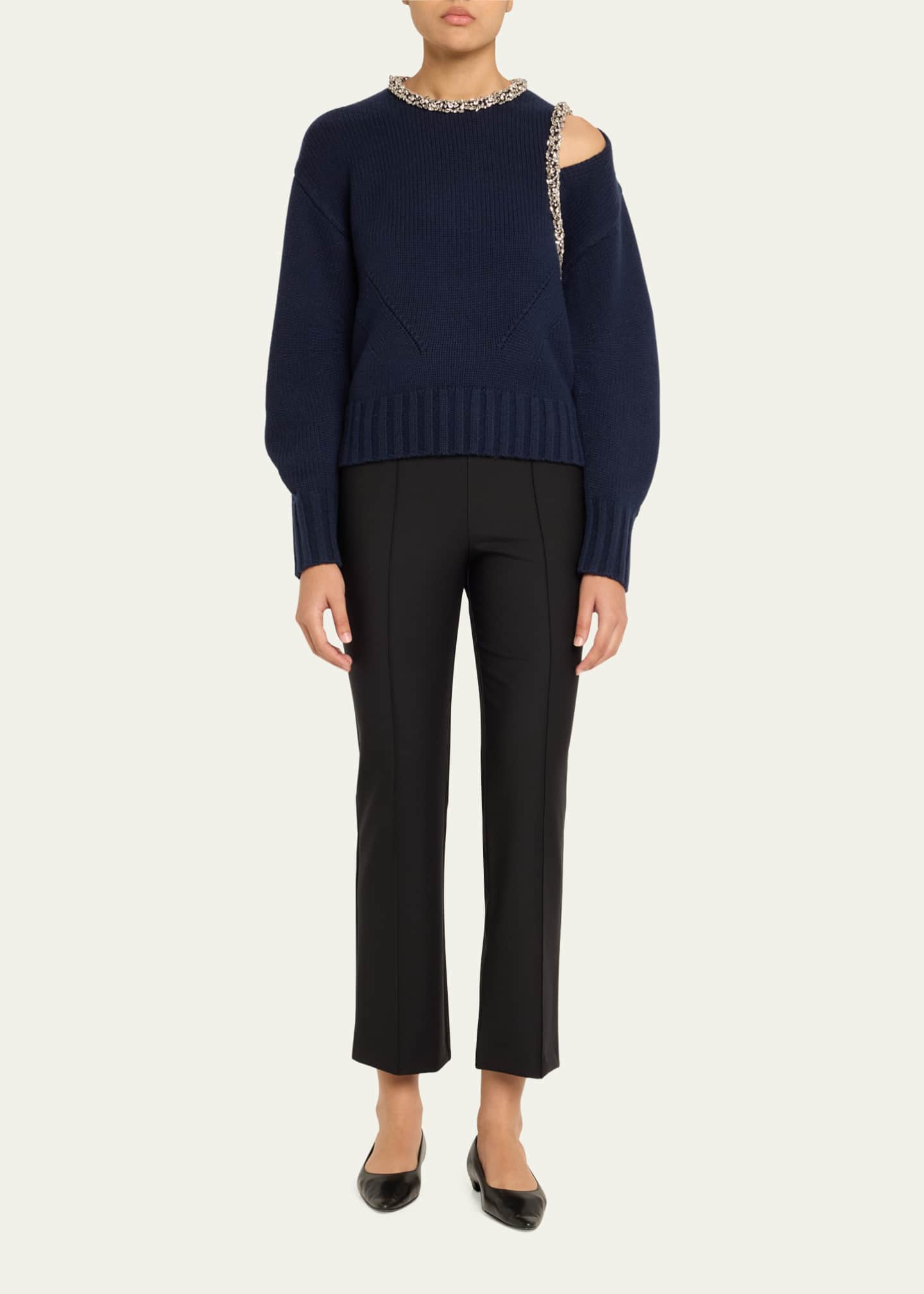 SIMKHAI Michelle Pintuck Cropped Pants Image 2 of 5