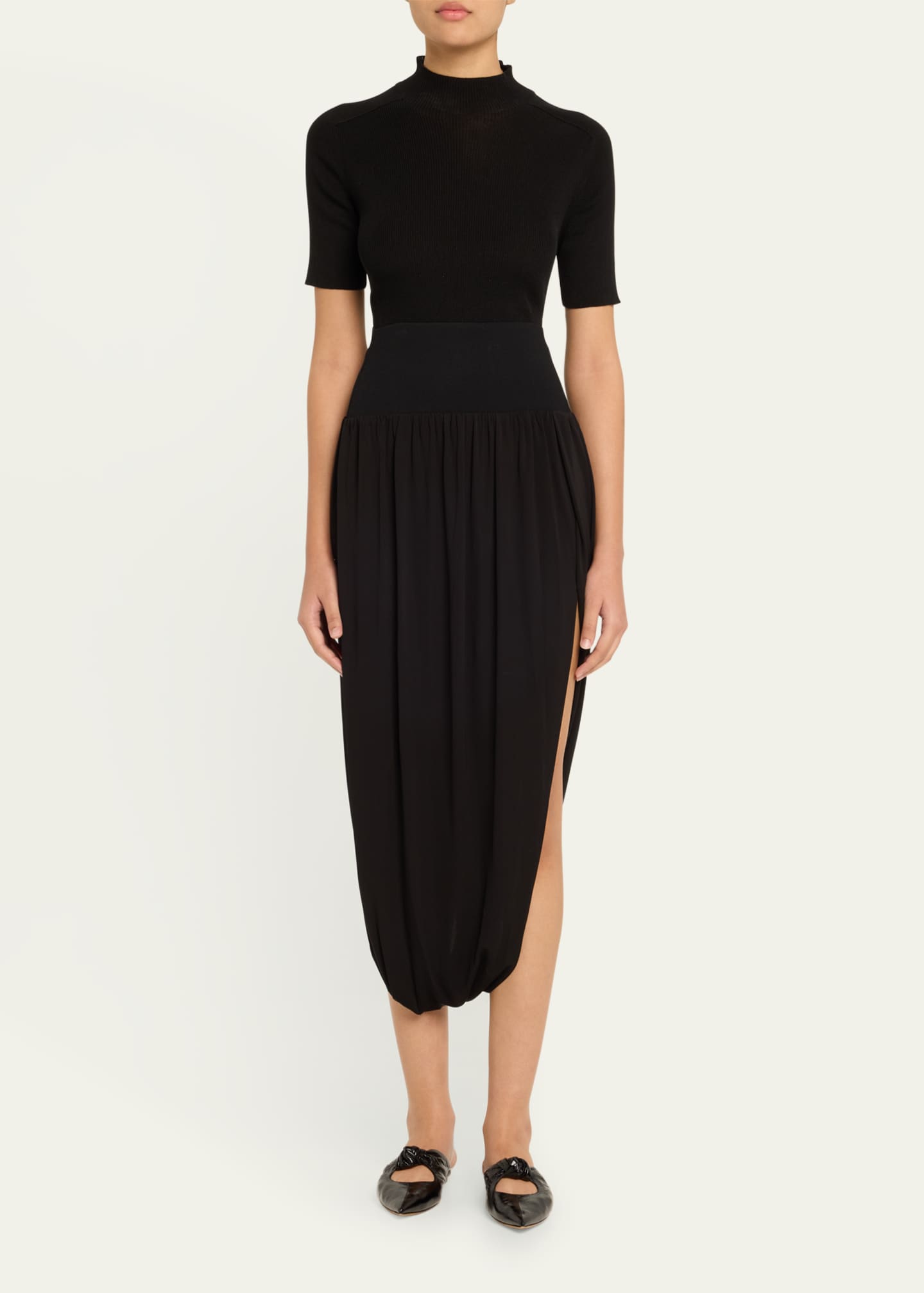 Jordiana Draped Midi Skirt - Thumbnail 2