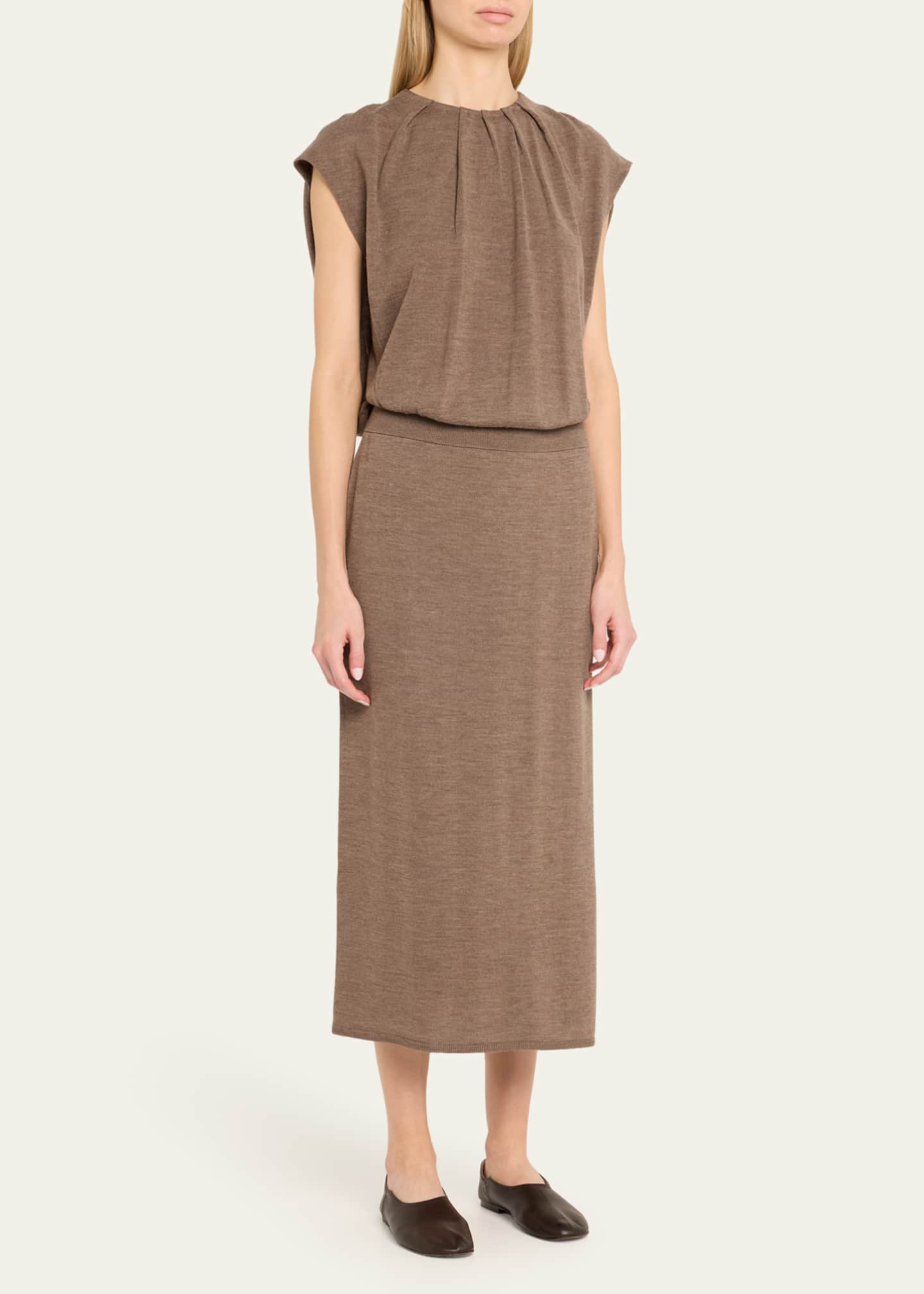 SIMKHAI Xion Draped Merino Cape Dress Image 4 of 5