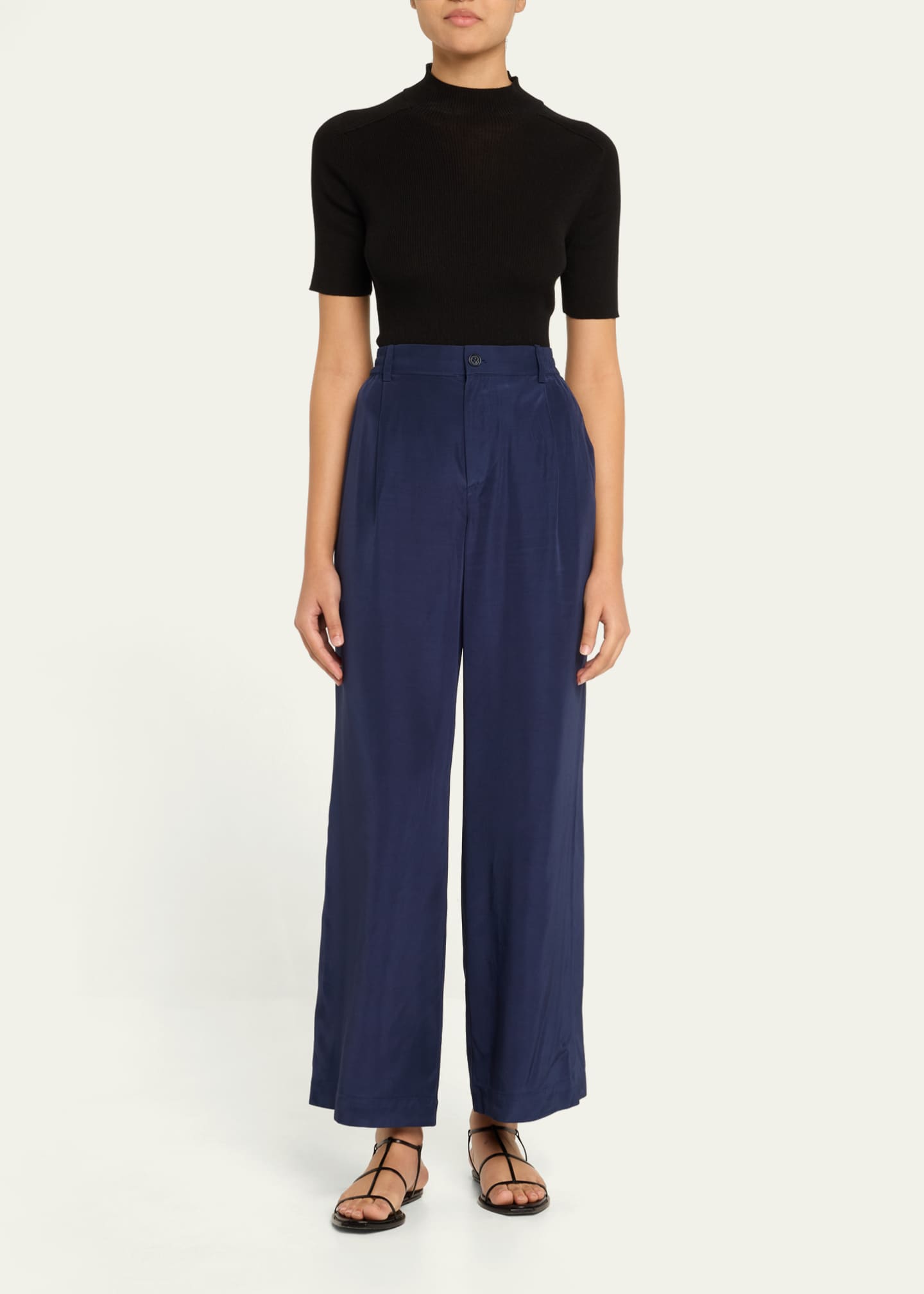 SIMKHAI Sydnie Pleated Satin Pants Image 2 of 5
