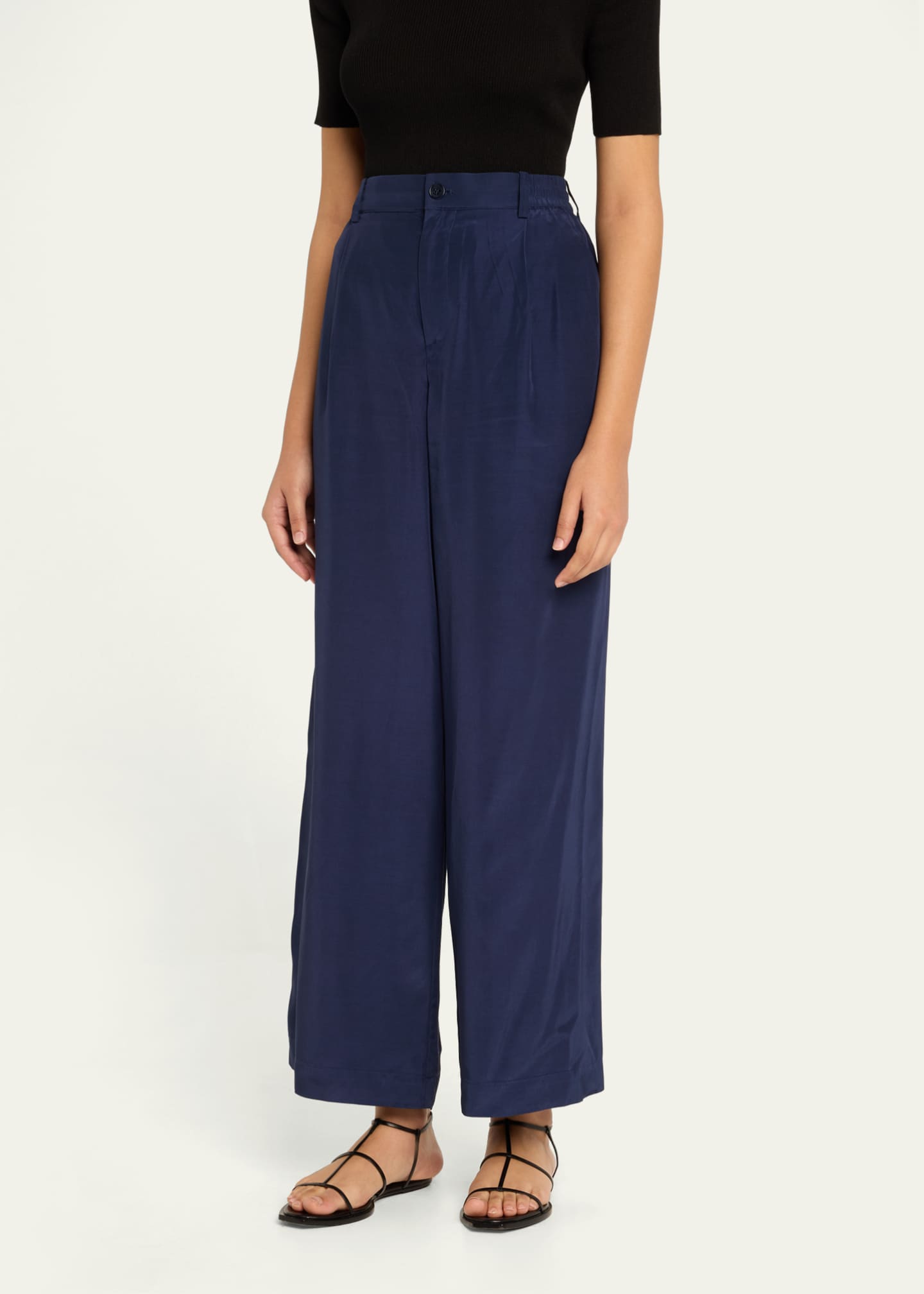 SIMKHAI Sydnie Pleated Satin Pants Image 4 of 5