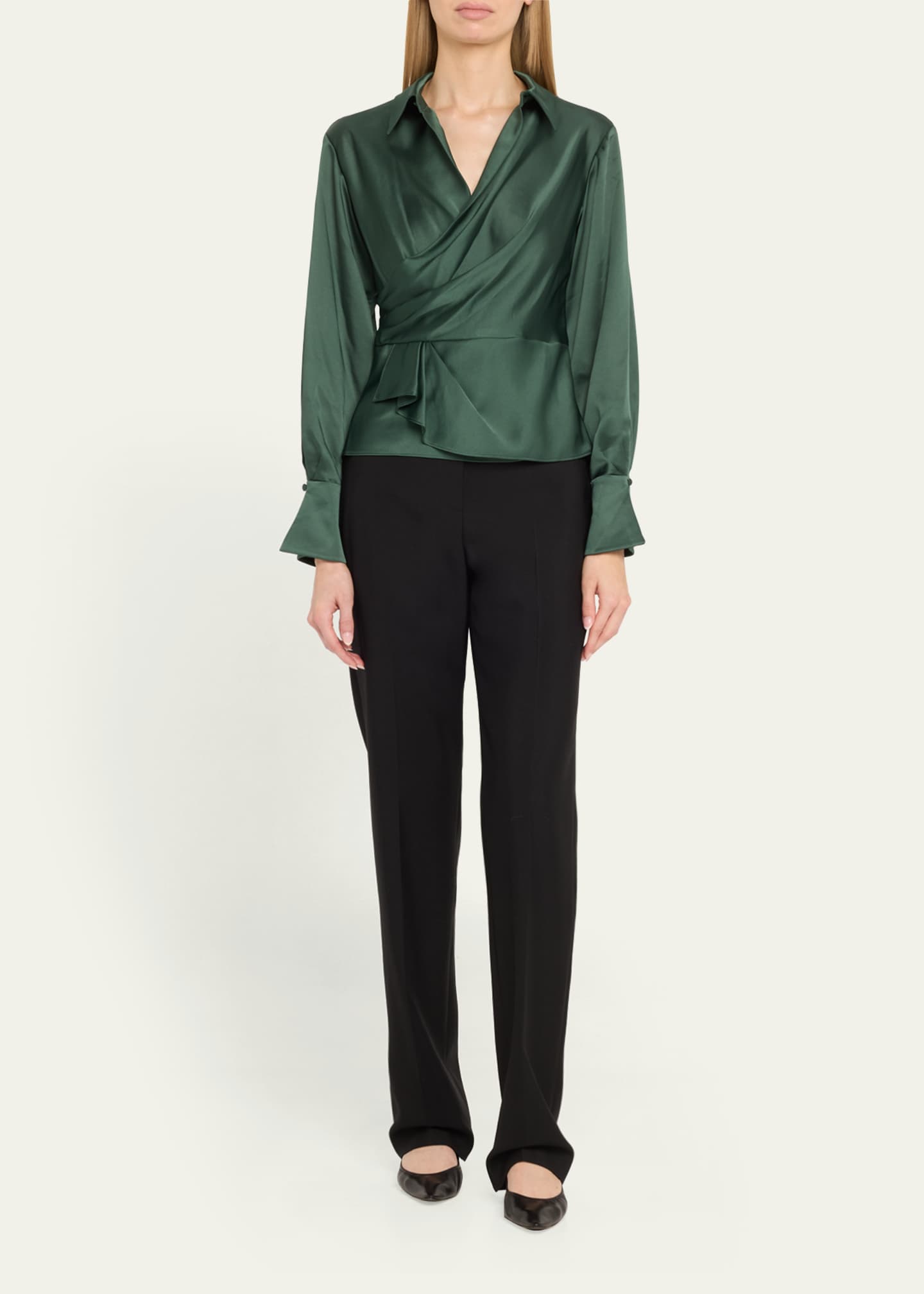 SIMKHAI Valya Satin Long-Sleeve Shirt Image 2 of 5