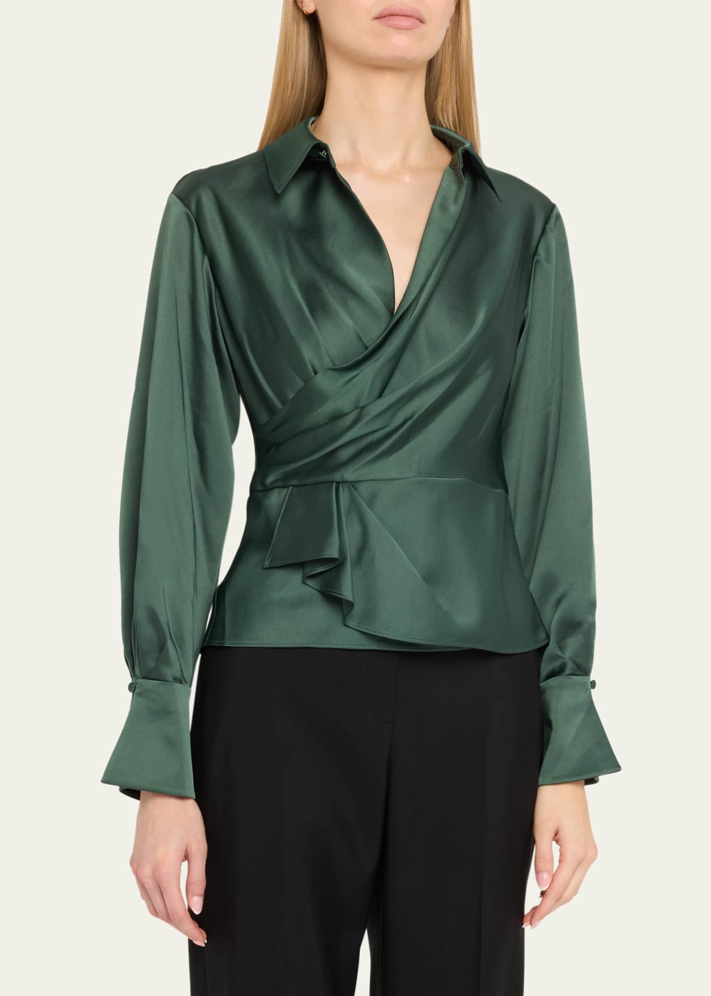 SIMKHAI Valya Satin Long-Sleeve Shirt Image 4 of 5