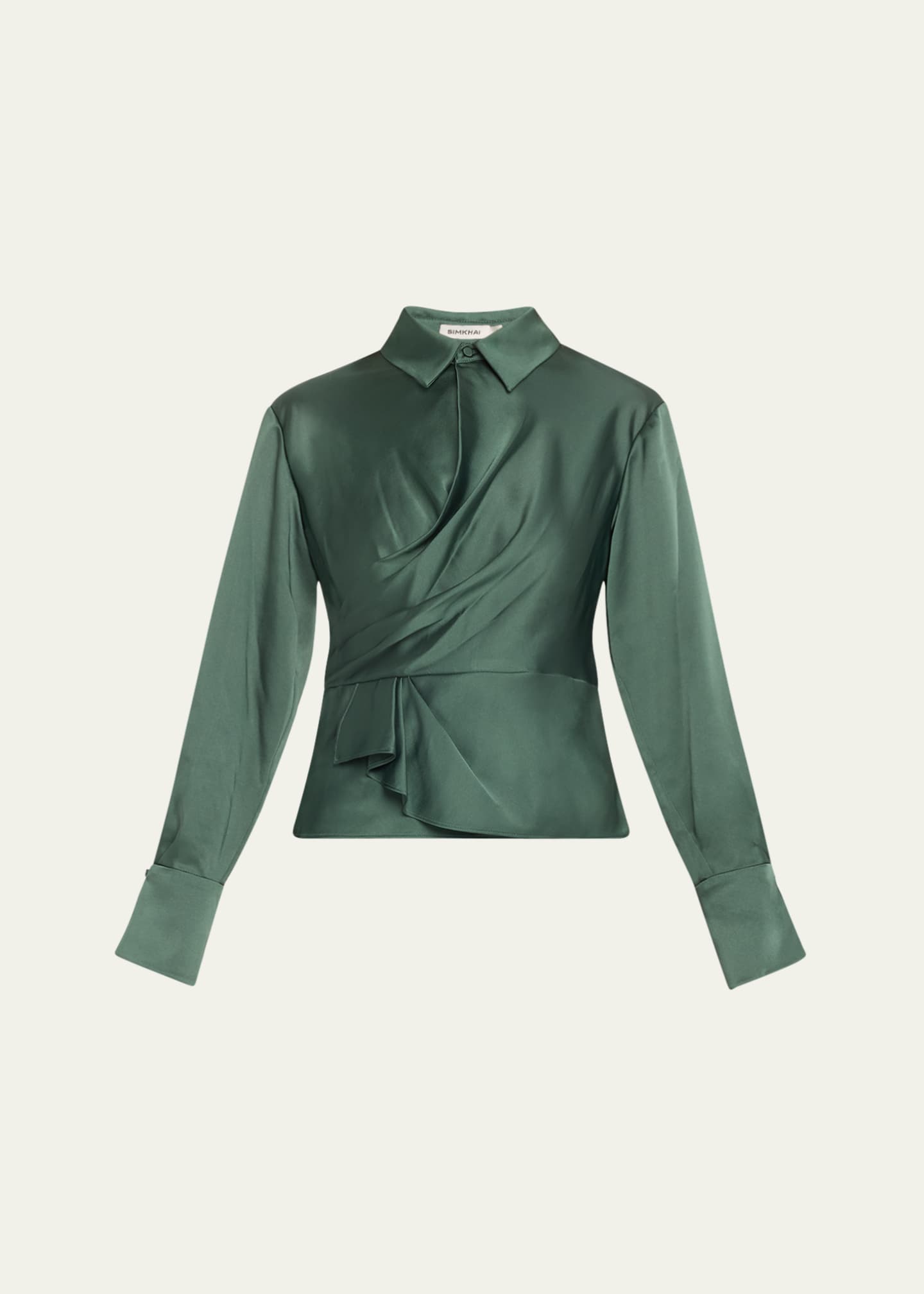 SIMKHAI Valya Satin Long-Sleeve Shirt Image 1 of 5