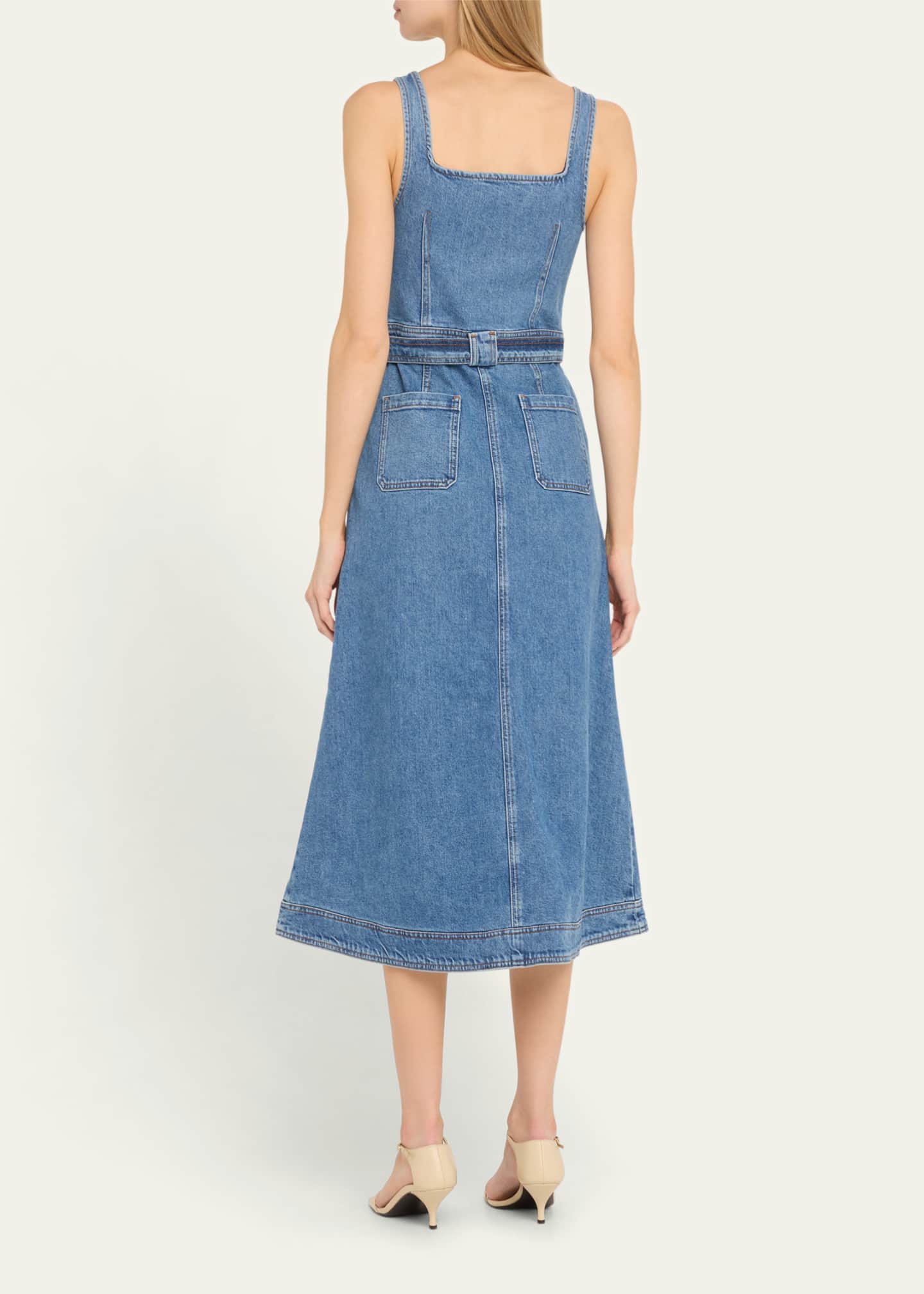 SIMKHAI Manson Zip-Front Denim Midi Dress Image 3 of 5